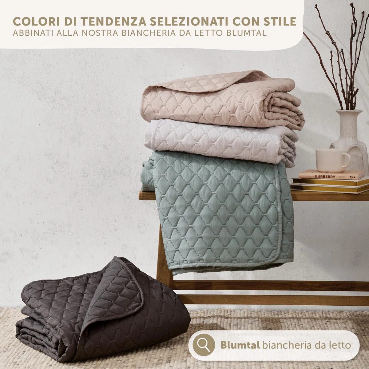 Blumtal Copriletto Trapuntato 240x260 cm - Certificato OEKO-TEX - Trapuntino Leggero per Letti di 200x200 - Mezza Stagione - Beige