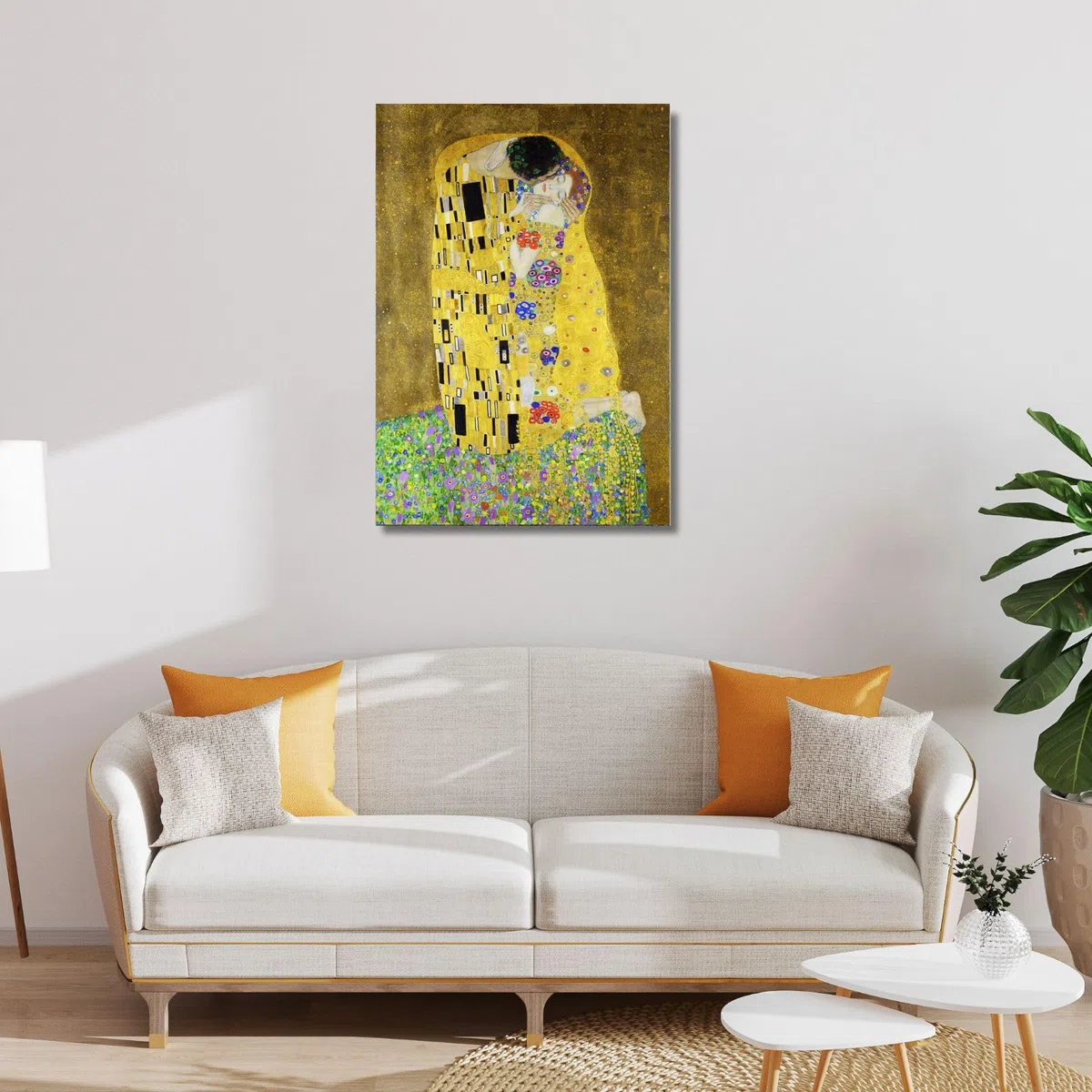 canvashop Quadri moderni Klimt il bacio 60X30 cm Stampe da parete Quadro verticale su tela canvas soggiorno