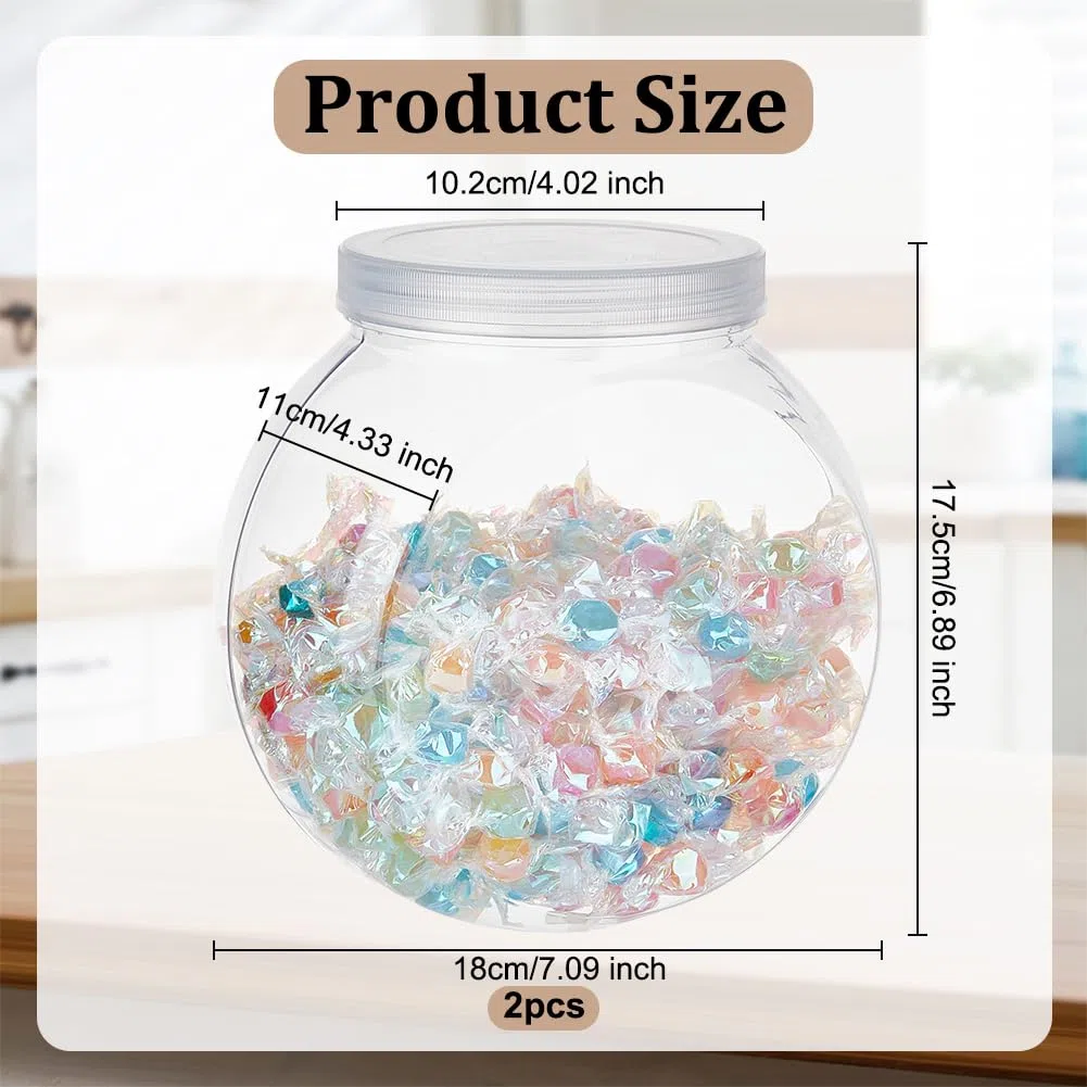 OLYCRAFT 2pz Barattoli Rotondi in Plastica Trasparente da 2.1L per biscotti, biscotti con coperchio contenitori trasparenti per caramelle detersivi cucina buffet snack bar 11x18x17.5cm