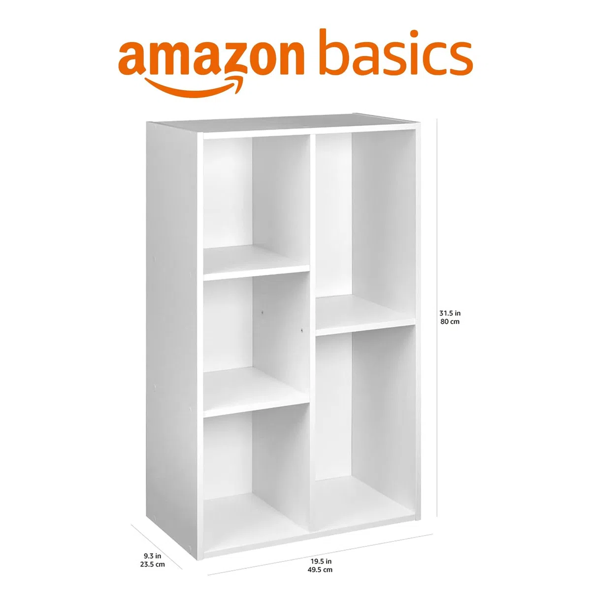 Amazon Basics Estantería 5 compartimentos cubo, blanco, 50 x 24 x 80 cm | librería