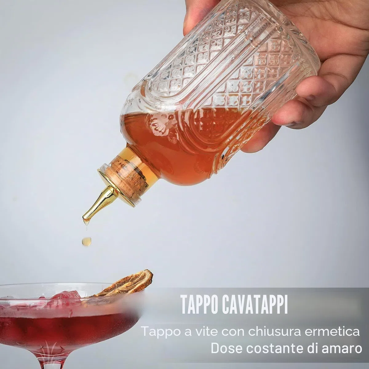 Bottiglia Di Amaro,Bottiglie Di Vetro Per Amari Con Tappo a Goccia, Ottime Per Baristi, Bar a Domicilio, Confezione da 3