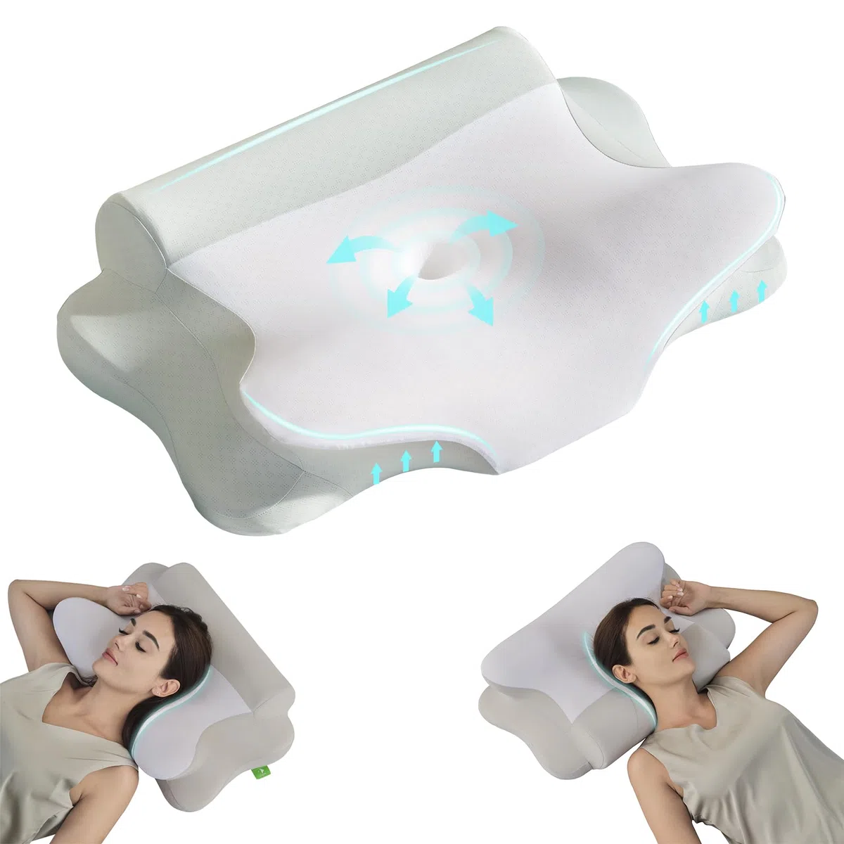 Z-hom Cuscino Cervicale, Memory Foam, 39 x 60 x 10/12 cm comodo cuscino cervicale per dormire, ideale per chi dorme sul fianco, Federa Sfoderabile e Lavabile