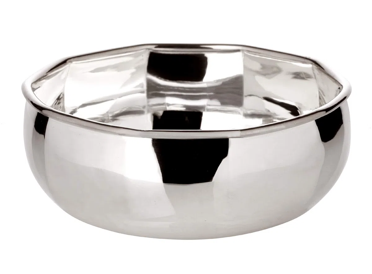 Edzard ciotolina Ten (diametro 10 cm, altezza 4 cm) decagonale, argentatura a strato spesso, materiale di base ottone - ciotola decorativa, per snack, da portata