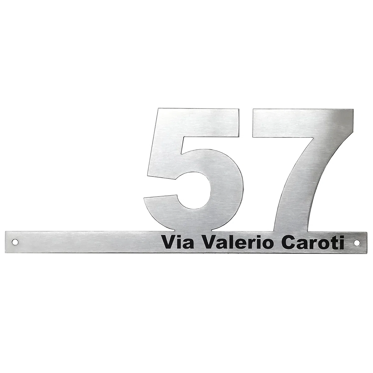 GUIZZO Creart - Numero Civico Esterno con Sbarra in Acciaio Inox, Targa Personalizzata con Numeri Civici Esterni, Via e/o Famiglia Made in Italy, Targhetta Personalizzata Porta Ingresso, 30x11H cm