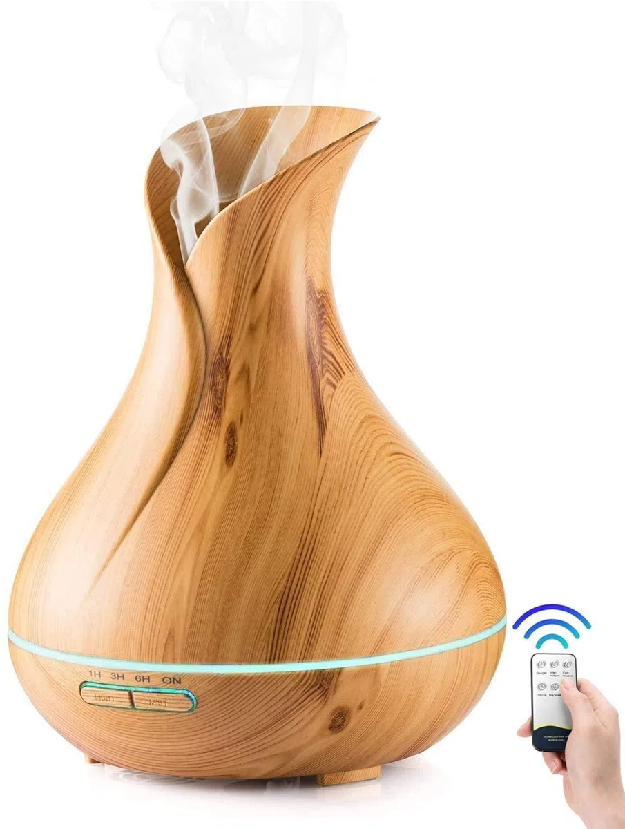 550ml Diffusore di Oli Essenziali, Umidificatore con Timer, Spegnimento Automatico,7 Colori Luce LED, Senza BPA