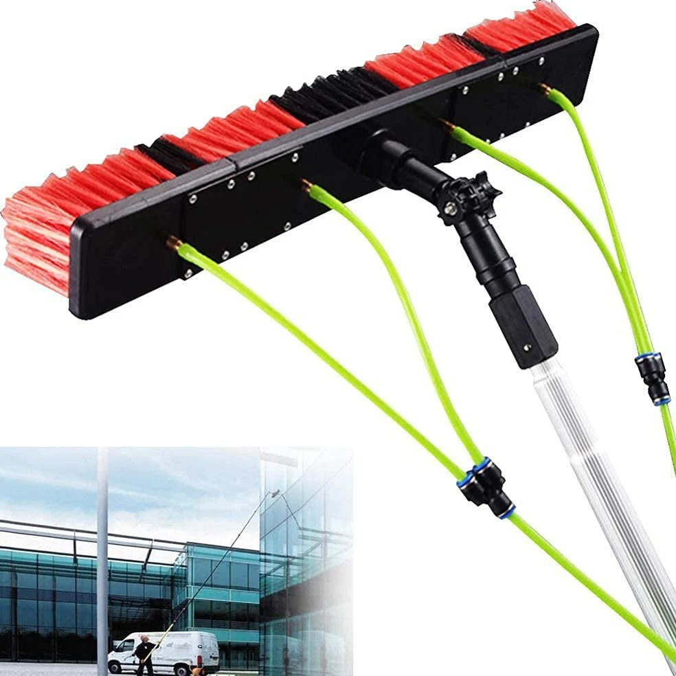 Pulitore per finestre ad acqua da 12 m – Pulitore estensibile per tetti per terrazze, pannelli solari e fotovoltaico, testina da 50 cm per una pulizia efficiente e senza striature
