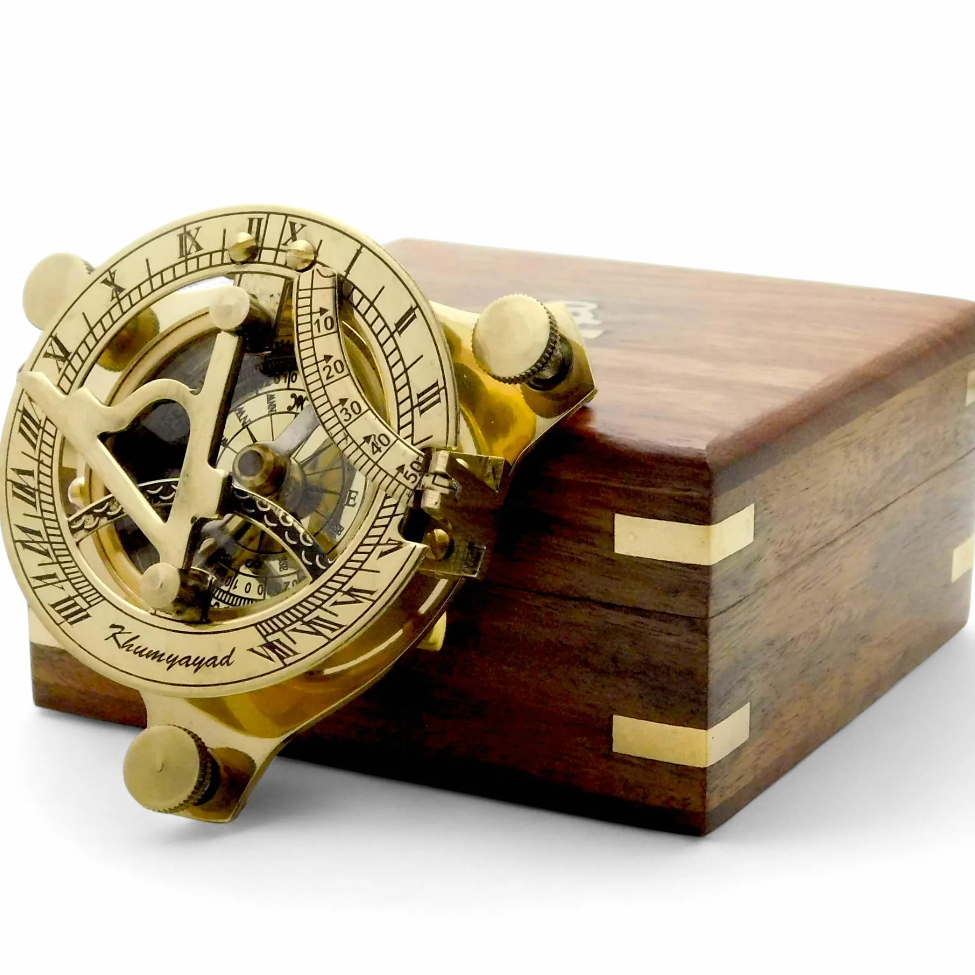 Bussola con meridiana in ottone da 7,6 cm, bussola nautical d'antiquariato