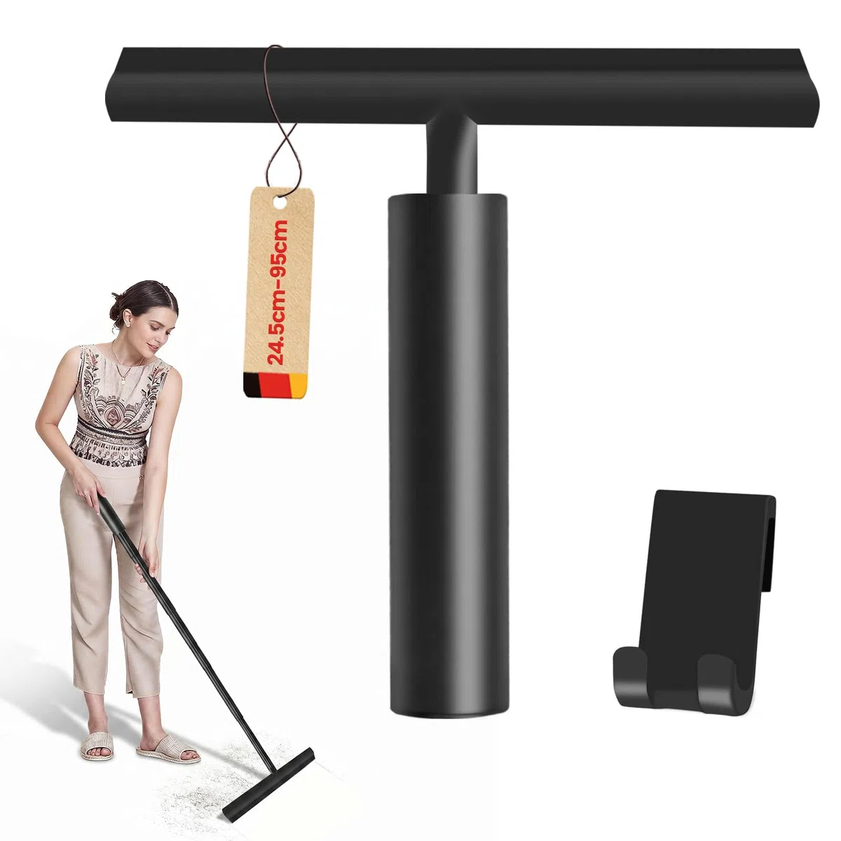 Tergivetro per Doccia, Tergivetro per Doccia Telescopico 25-95cm,Pulisci Vetri Porte e Finestre, Tergidoccia per Finestre, Specchi, Bagno, Senza Foratura