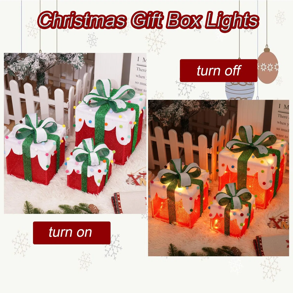 Arespark Set di 3 Luci Scatola Regalo Natalizie, 50 LED Regalo Luminosi Natale con 8 modalità Luminose, IP44 Illuminate per Albero di Natale, Vetrina, Finestre, Giardino, Decorazioni Natalizie