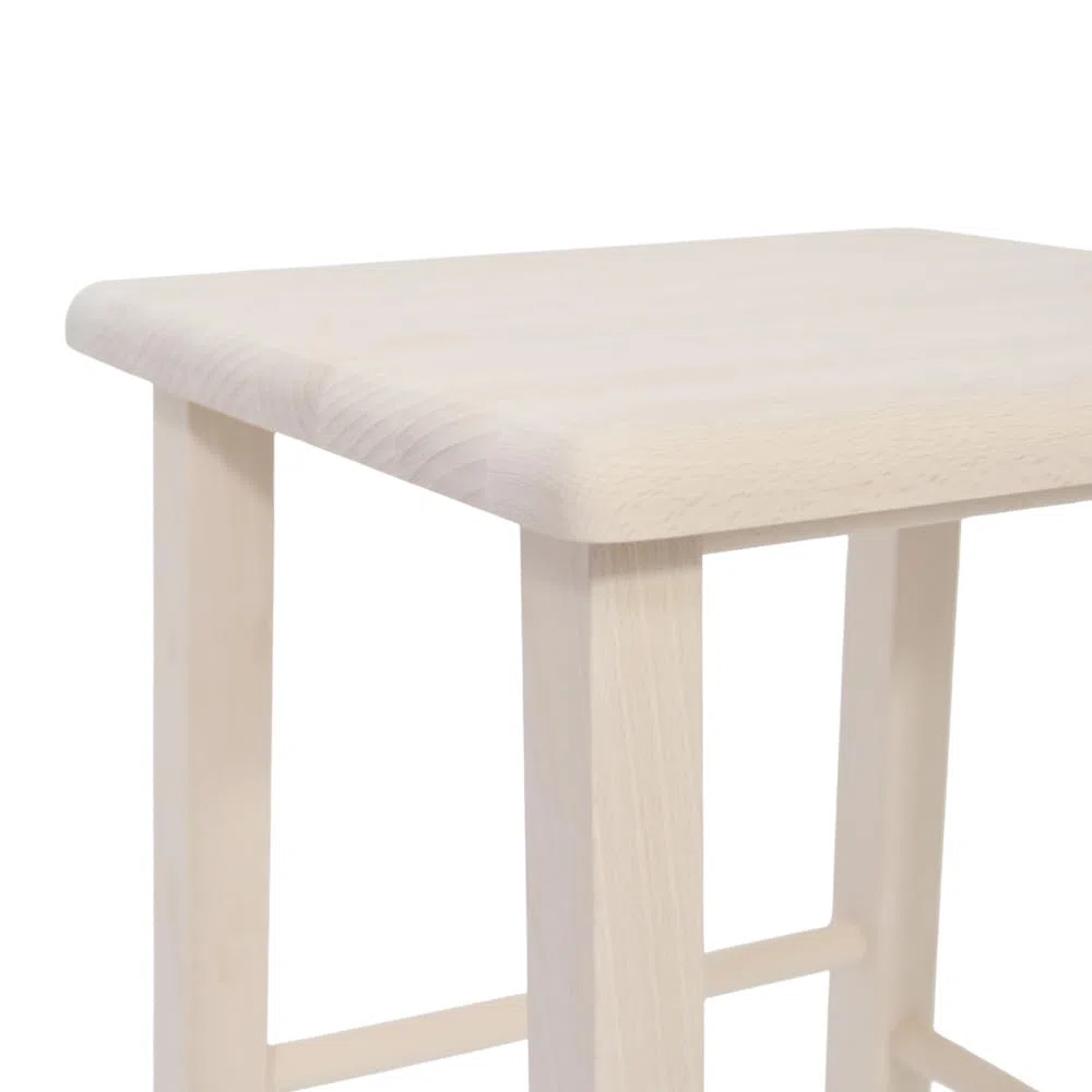 Sgabello Alto 73 cm in Legno Massello di Faggio Grezzo da Verniciare e Dipingere, Seduta Quadrata 31x31 cm — Pub, Pizzeria, Ristorante, Bar, Cucina — Già Montato — Made in Italy —