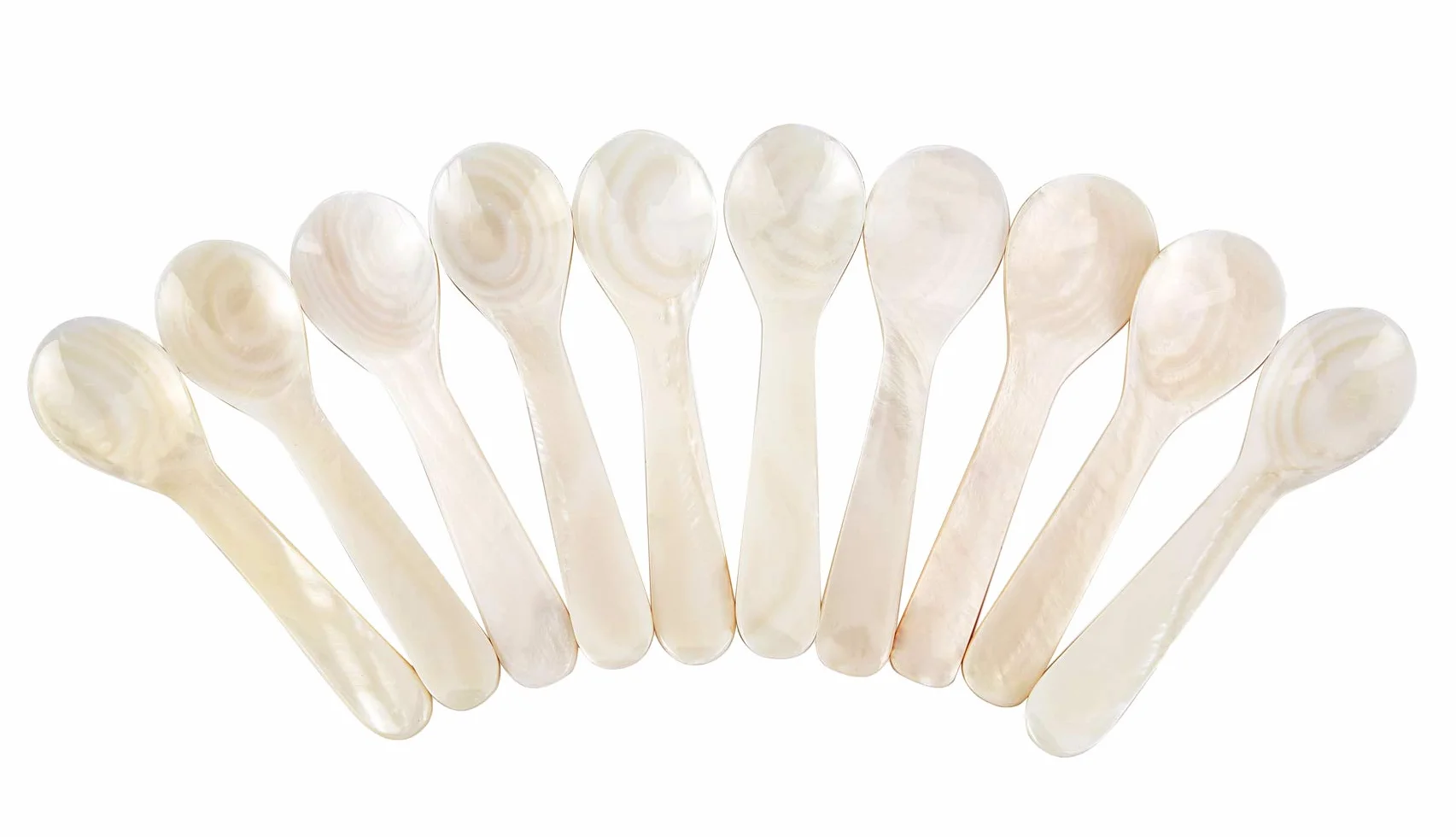 DUEBEL Cucchiaino in Madreperla, 10 Cucchiai per Caviale, Cucchiaini Madreperla, Cucchiaino Caviale da 9 cm x 2,4cm