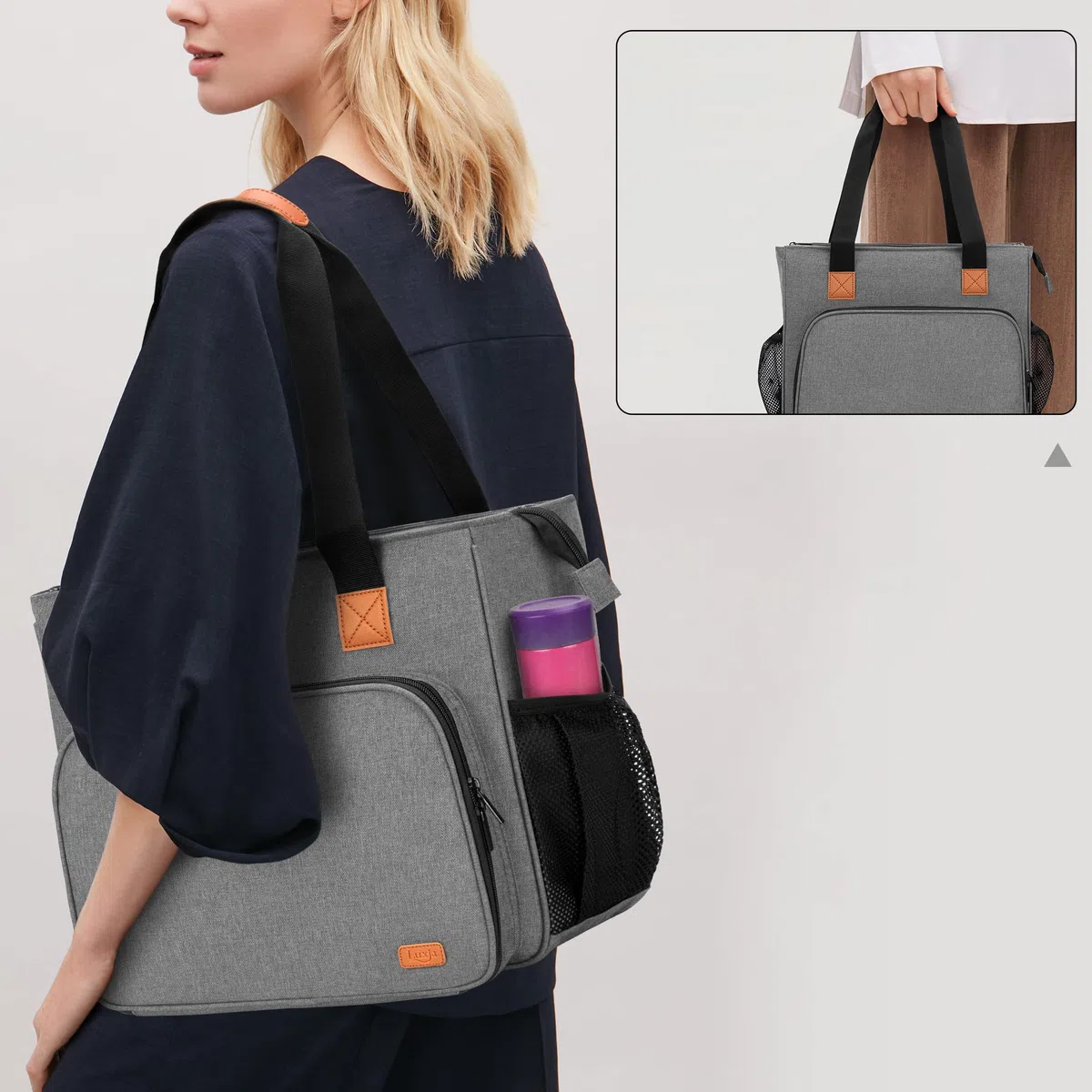 Luxja Borsa per Kit Ricamo, Borsa per Filo da Ricamo, Borsa di Immagazzinaggio per Kit da Ricamare, Grigio