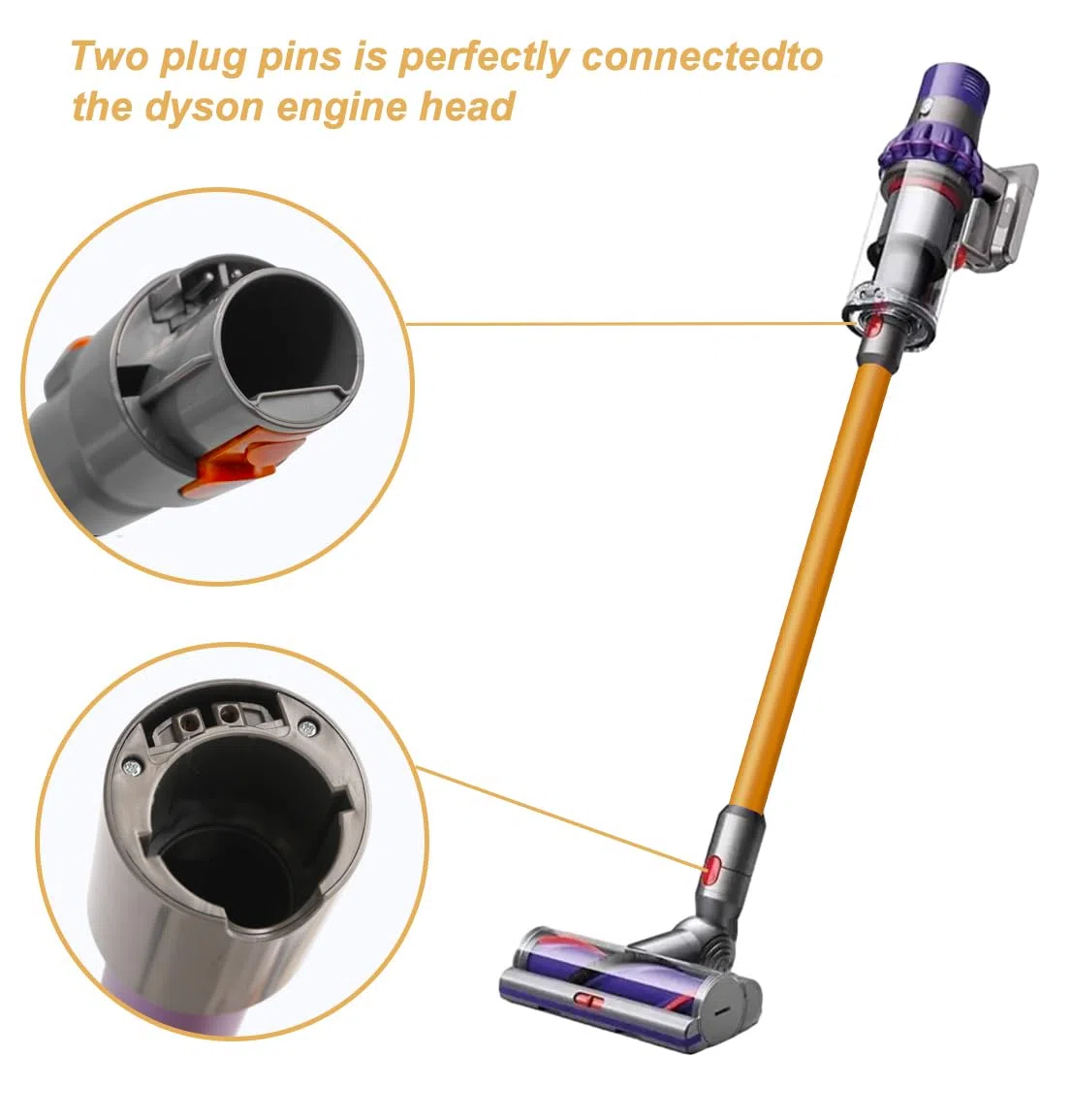Tubo Ricambi per Dyson V15 V11 V10 V8 V7 Aspirapolvere, Tubo a Sgancio Rapido, Lunghezza 73cm（Oro）