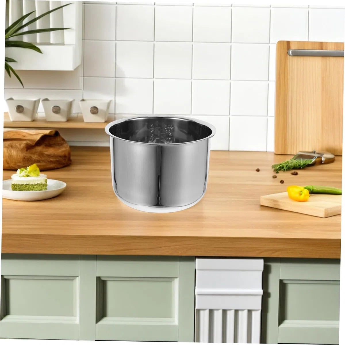 Pentola Interna Cuoci Riso in Acciaio Inossidabile Spessa Ricambio per Cucine Elettriche Distribuzione Calore Veloce per Cottura Vapore Bollitura e Porridge Resistente e Facile da
