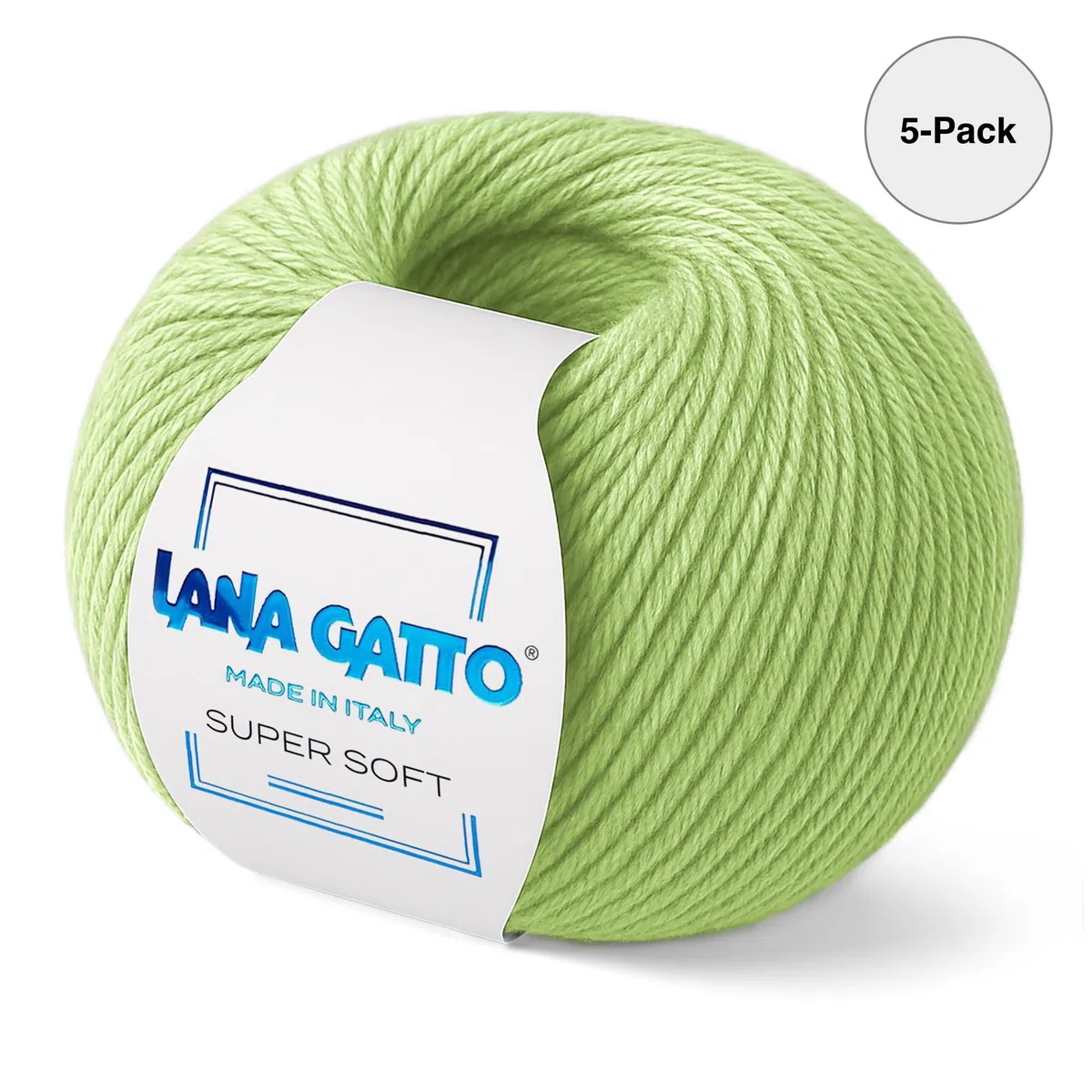 5 Gomitoli per Maglia, 100% Pura Lana Vergine Merino Extrafine by Lana Gatto, Made in Italy. Linea Super Soft, Lana di qualità Superiore, 250 g. 625 mt (5, Verde - 5282)