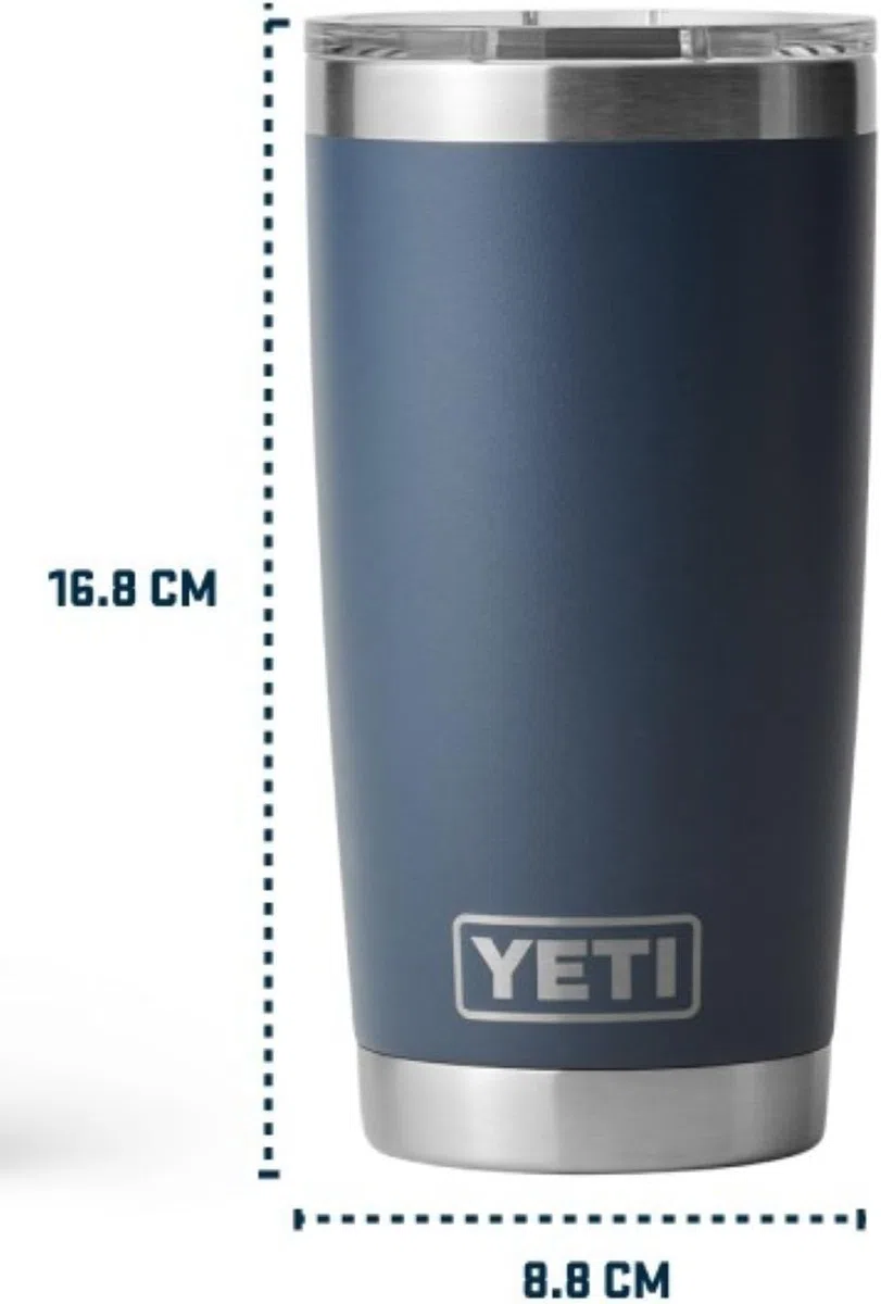 YETI Rambler - Bicchiere da 591 ml, con coperchio Magslider rimovibile, in acciaio inox, isolamento sottovuoto, colore: blu reale