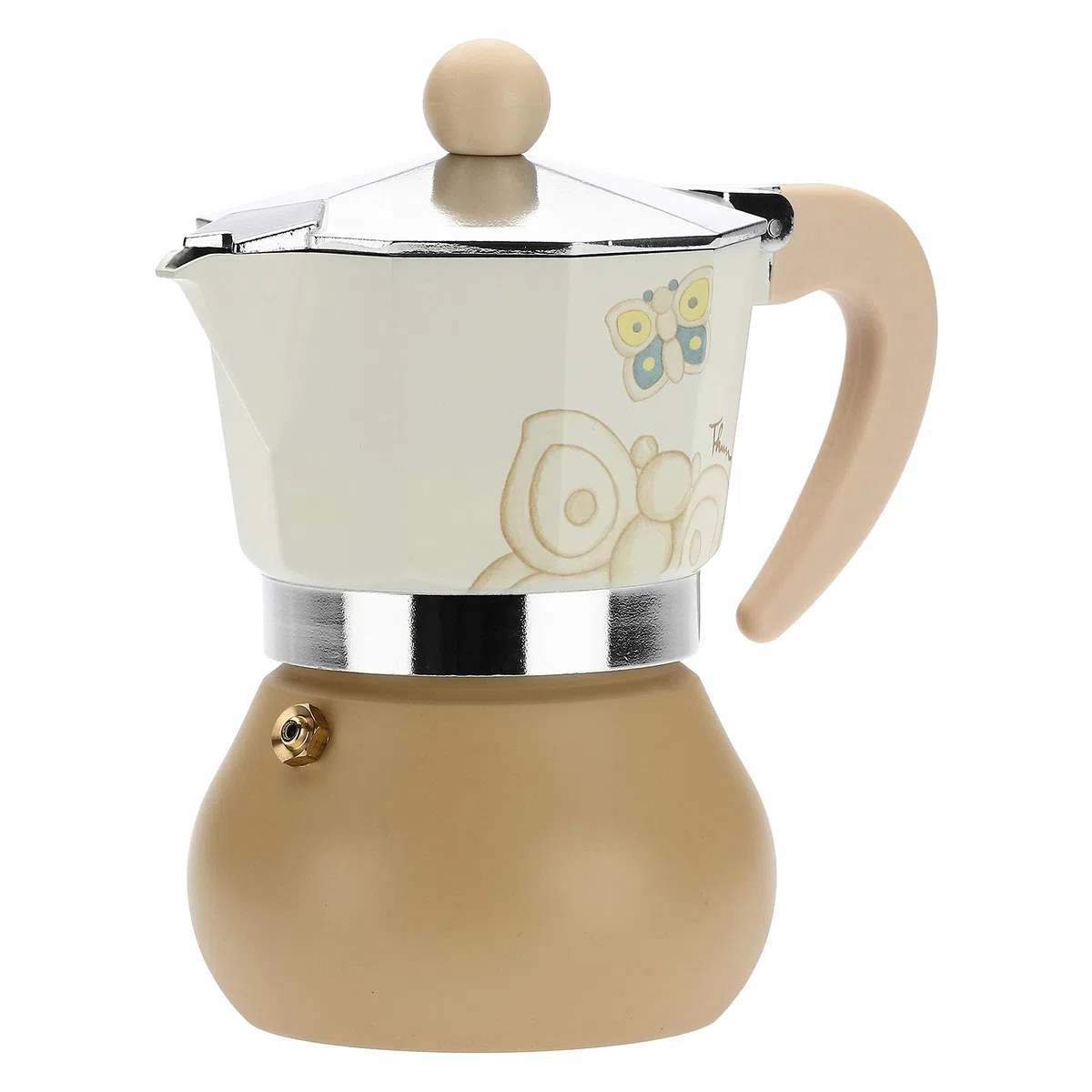 THUN - Caffettiera Moderna Decorata con Farfalle - Accessori Cucina - Linea Elegance - Alluminio - 8 x 8 x 13 cm