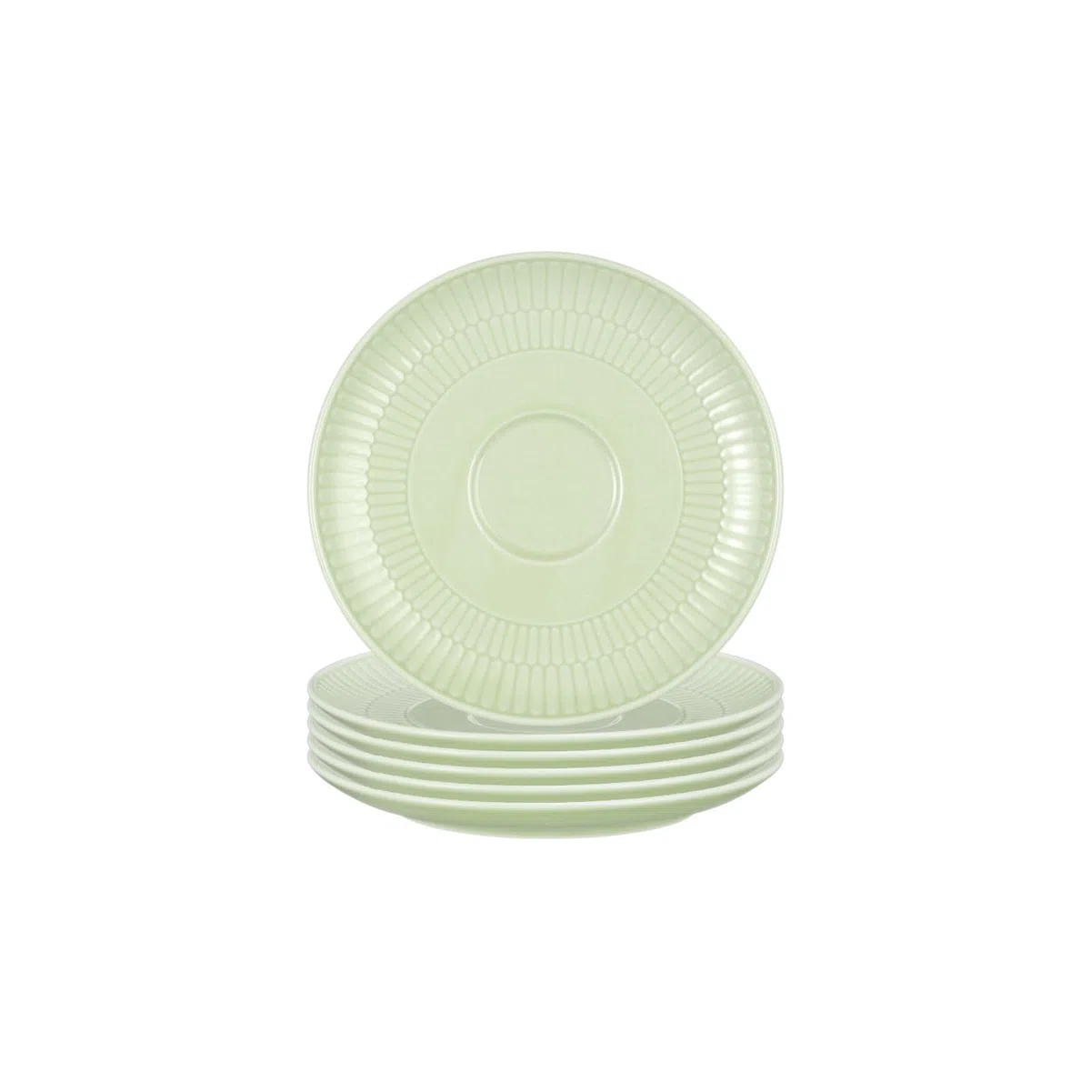 Seltmann Weiden Amina Seladon - Set di 6 piattini da 16 cm, rotondi, con motivo in rilievo, adatti per tazze da caffè e tè, lavabili in lavastoviglie e microonde, in porcellana, colore: verde