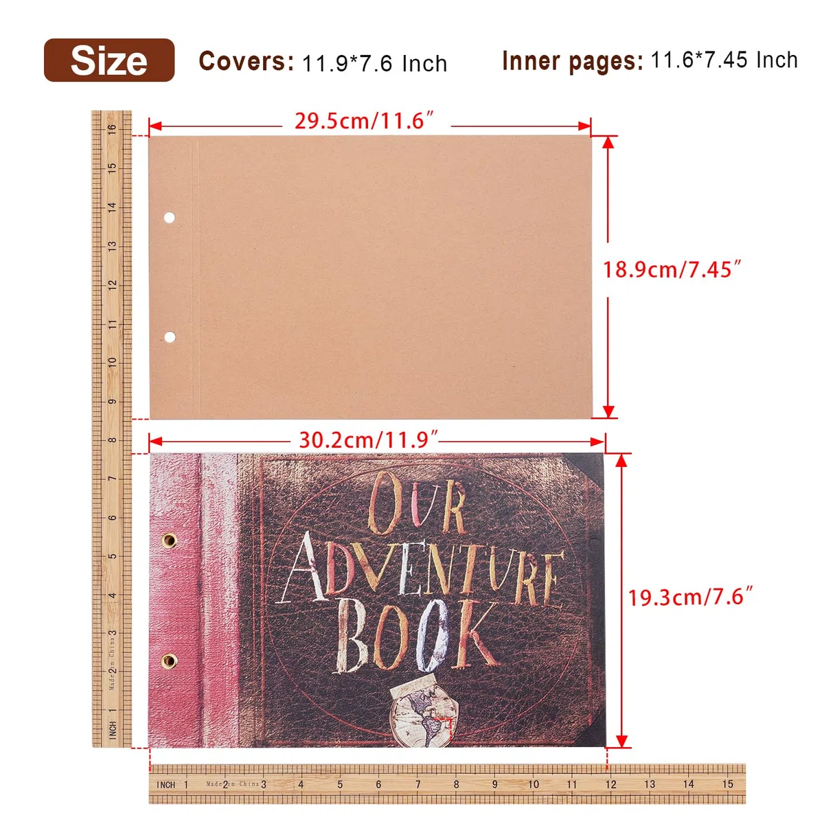 Our Adventure Book Album Fotografico,3d Retro Embossed Letter Cover Hard Movie Up,11.9 X 7.6 Inch,DIY Scrapbooking Album Convient Pour Les Anniversaires,La Saint-Valentin Et Les FêTes De Fin D'AnnéE