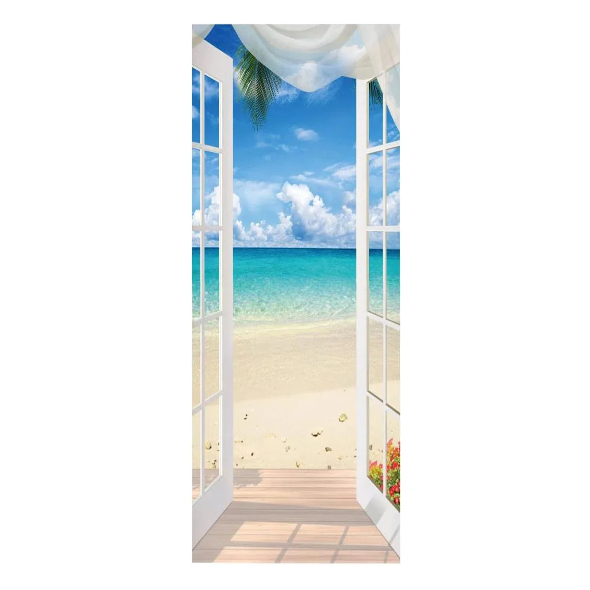Adesivo murale 3D per porte interne, impermeabile e autoadesivo, in PVC decorazione da parete – spiaggia scenario porta poster adesivi per camera da letto soggiorno, 77 x 199 cm (A-02)