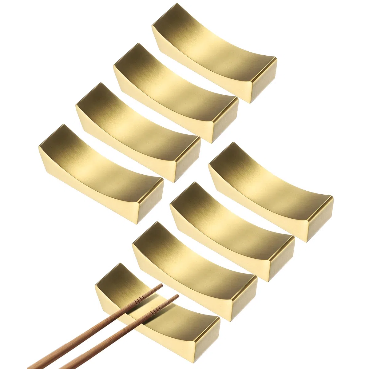 QUARKZMAN 8Pcs 304 Acciaio Inossidabile Supporto per Bacchette, Forma Curva Supporto per Bacchette Porta Coltelli per Piano di Lavoro per Tenere Bacchette Cucchiai Forchette Coltelli, Oro