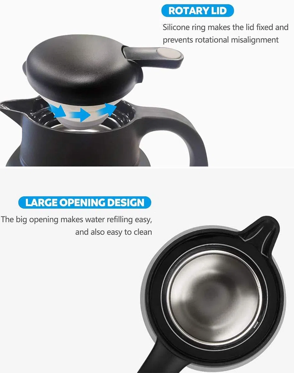 Luvan Thermos 2L - Caraffa termica in acciaio inox, con ritenzione calda fredda 24H (nero)