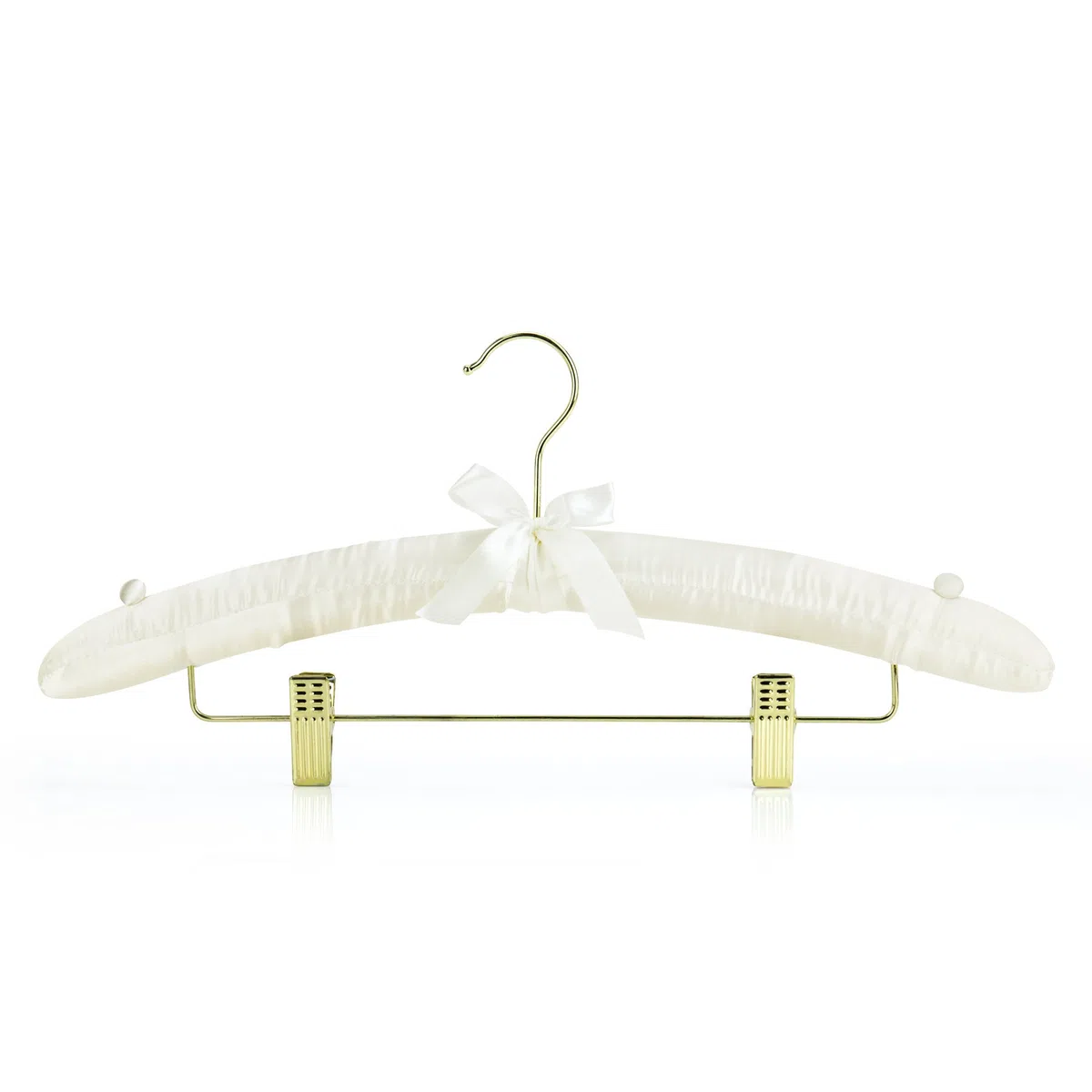 Hangerworld 5 grucce 43 cm Foderato in Raso Avorio Pinzette Pantaloni e Bottoni Antiscivolo Spalline