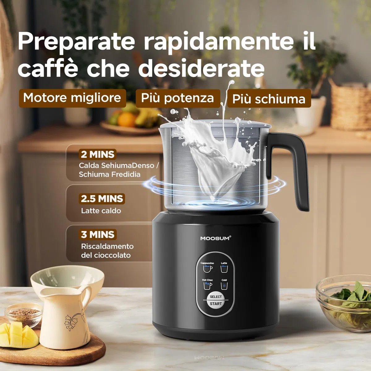 Elettrico 500ml per Cappuccino, Macchina per Schiuma Latte Calda e Fredda, Scaldalatte Automatico, Cioccolata Calda, Acciaio Inossidabile Sicuro per Lavastoviglie,acciaio inossidabile