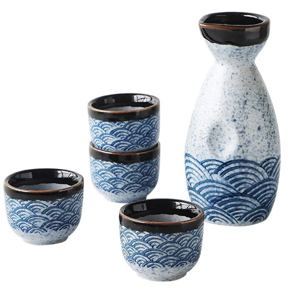 DOITOOL 5 Pezzi in Ceramica Set di Sake Giapponese Set da Portata di Sake Set di Tazze da Sake 180 Ml 20 Ml