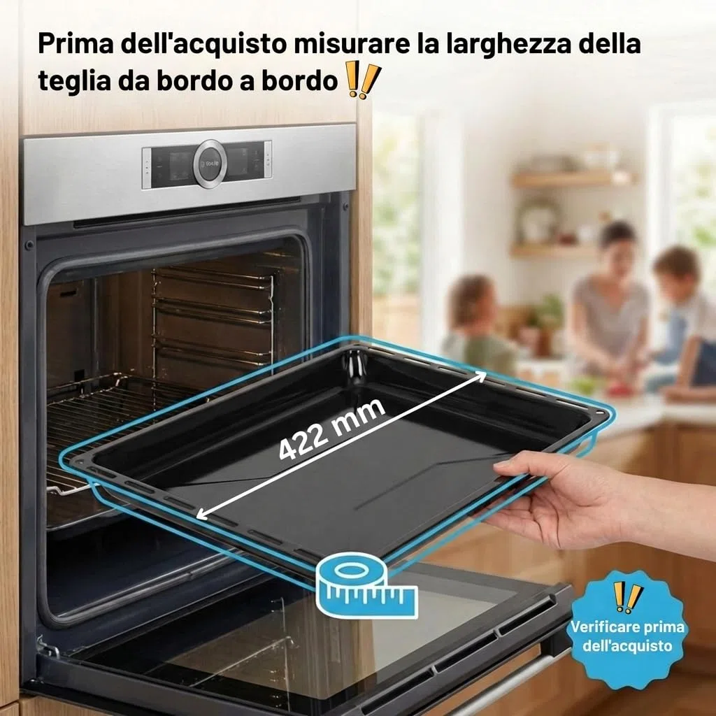 ICQN Teglia da Forno 42,2x37 cm, Profondità 3 cm, Compatibile con AEG, IKEA, Teglia Smaltata per Forno