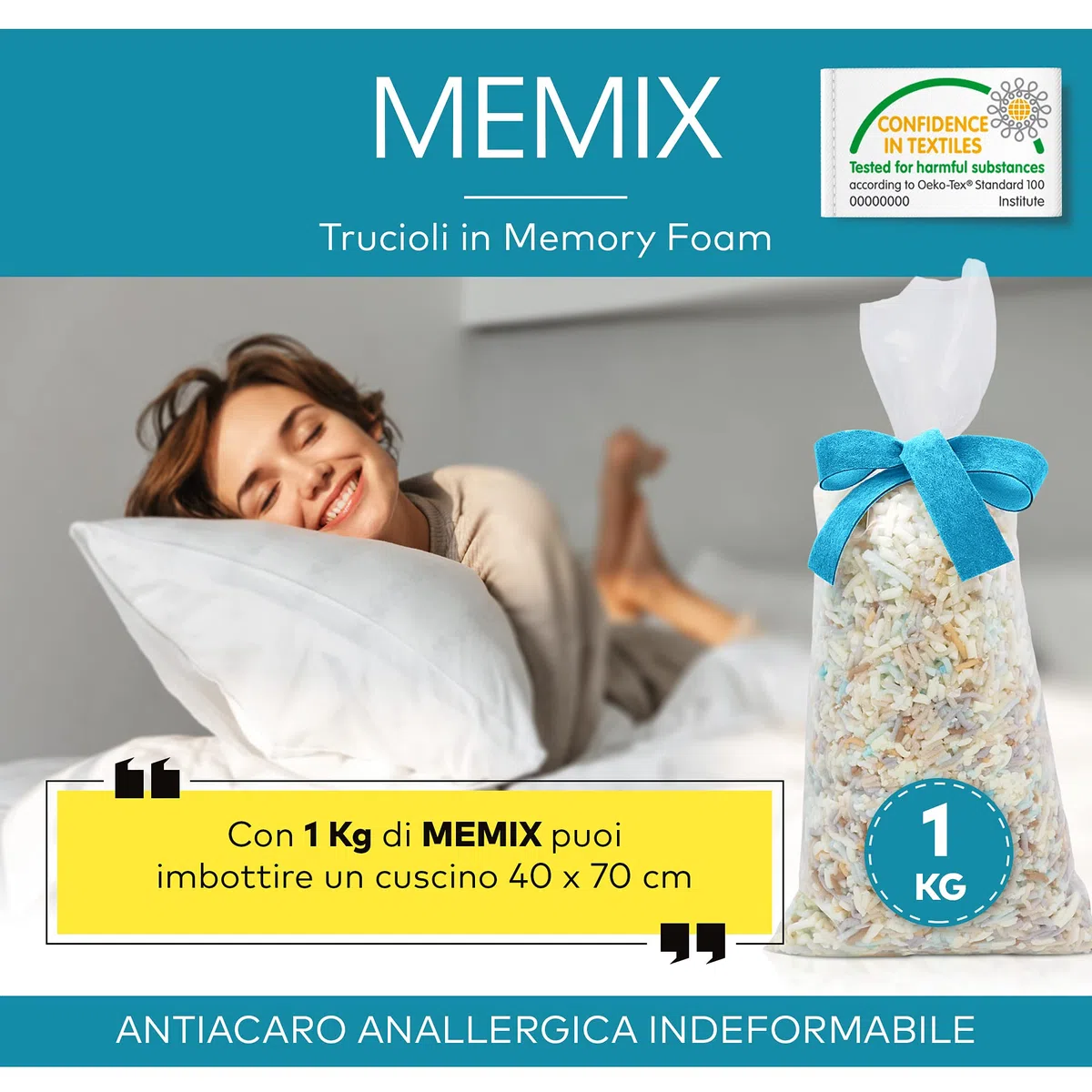 Deshome Memix 5 Kg - Imbottitura per cuscini, divani, sedie, materassi, peluche trucioli in memory foam antiacaro, anallergica Made in Italy