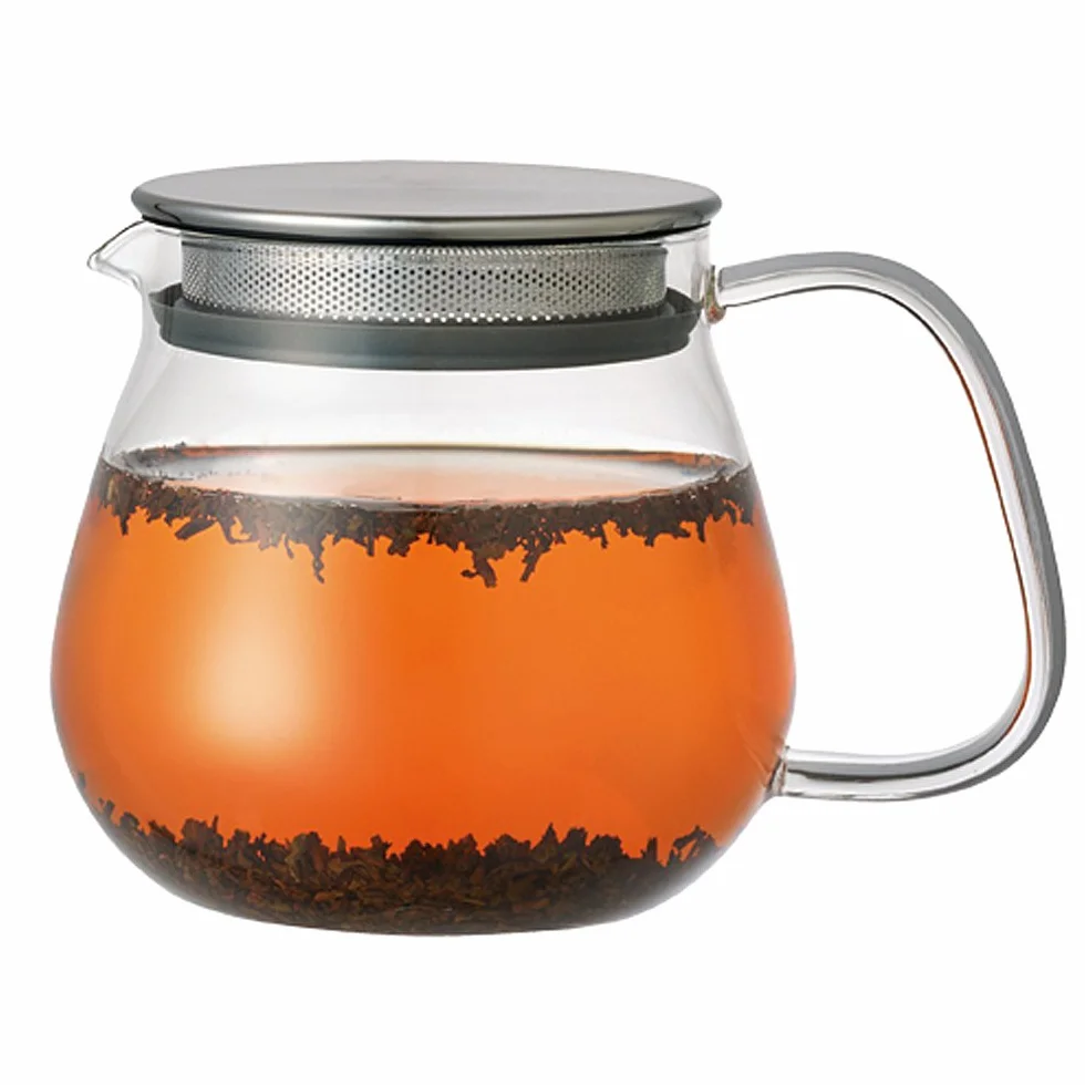 Kinto Unitea - Teiera One Touch da 460 ml - Resistente al calore - Teiera in vetro con filtro e coperchio in acciaio inox