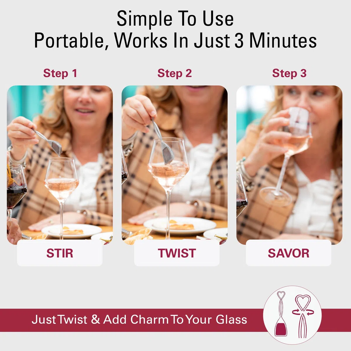 Aspiree The Wand Wine Filter by PureWine | No More Wine Headaches | Removes Sulfites And Histamines | New Twist-off Wine Charms | (12)