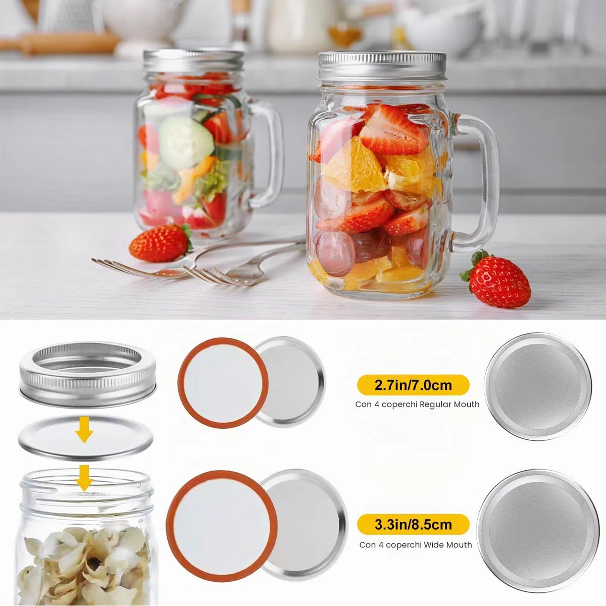 Kit Sigillatore Sottovuoto Elettrico per Barattoli da Conserva per Apertura Ampia e Normale, HUIJUTCHEN Sigillatrice Sottovuoto per Alimenti Kit di Sigillatura per la Conservazione Degli Alimenti