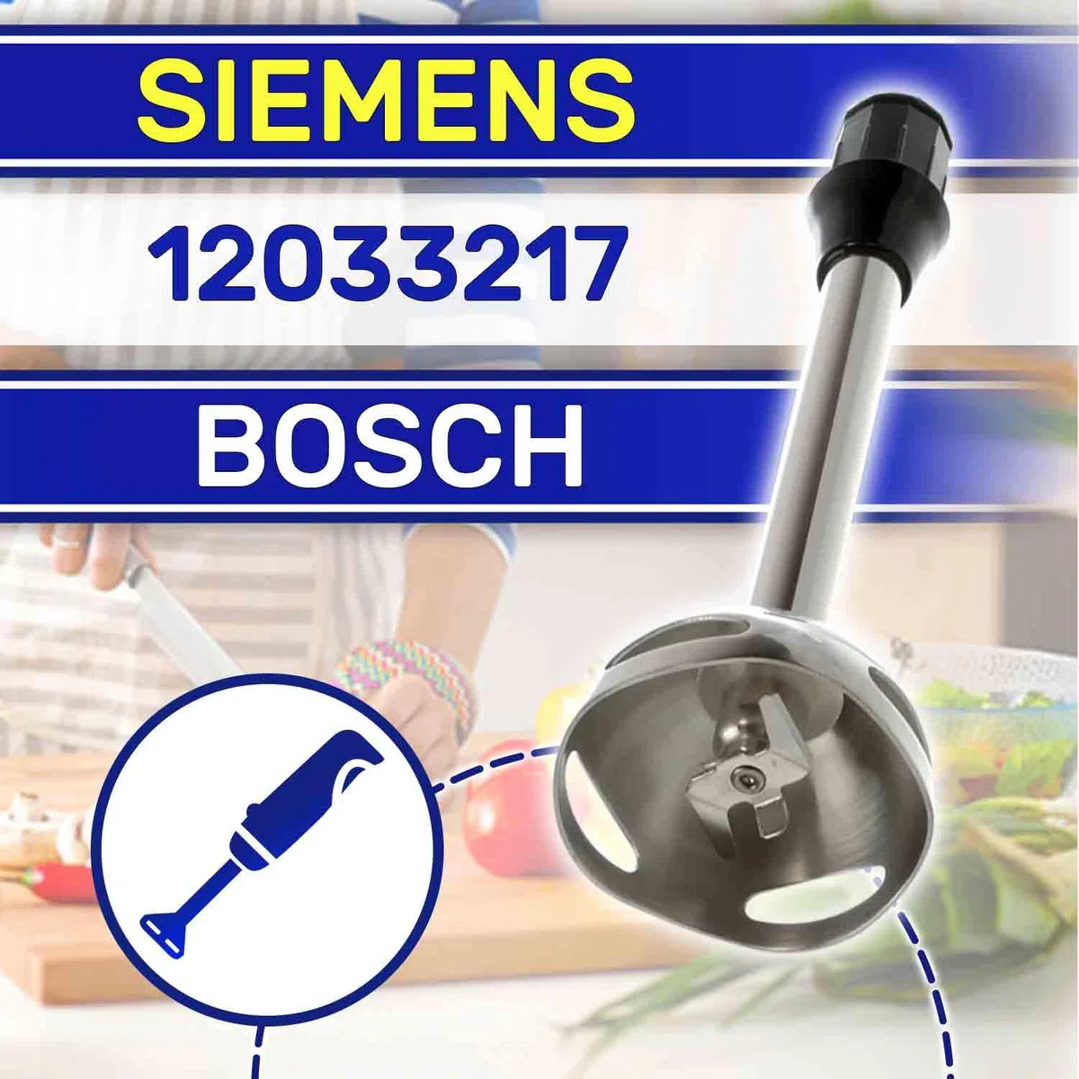 MONTERAL Gamba per Frullatore a Immersione con Codice Originale 12033217 per Bosch per Siemens - Garanzia di 10 Anni