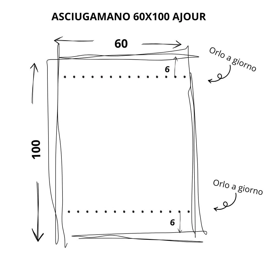 Cuore di lino - Asciugamano leggero per il viso in puro lino 100% Made in Italy Ajour Bianco Ottico (60x100cm)