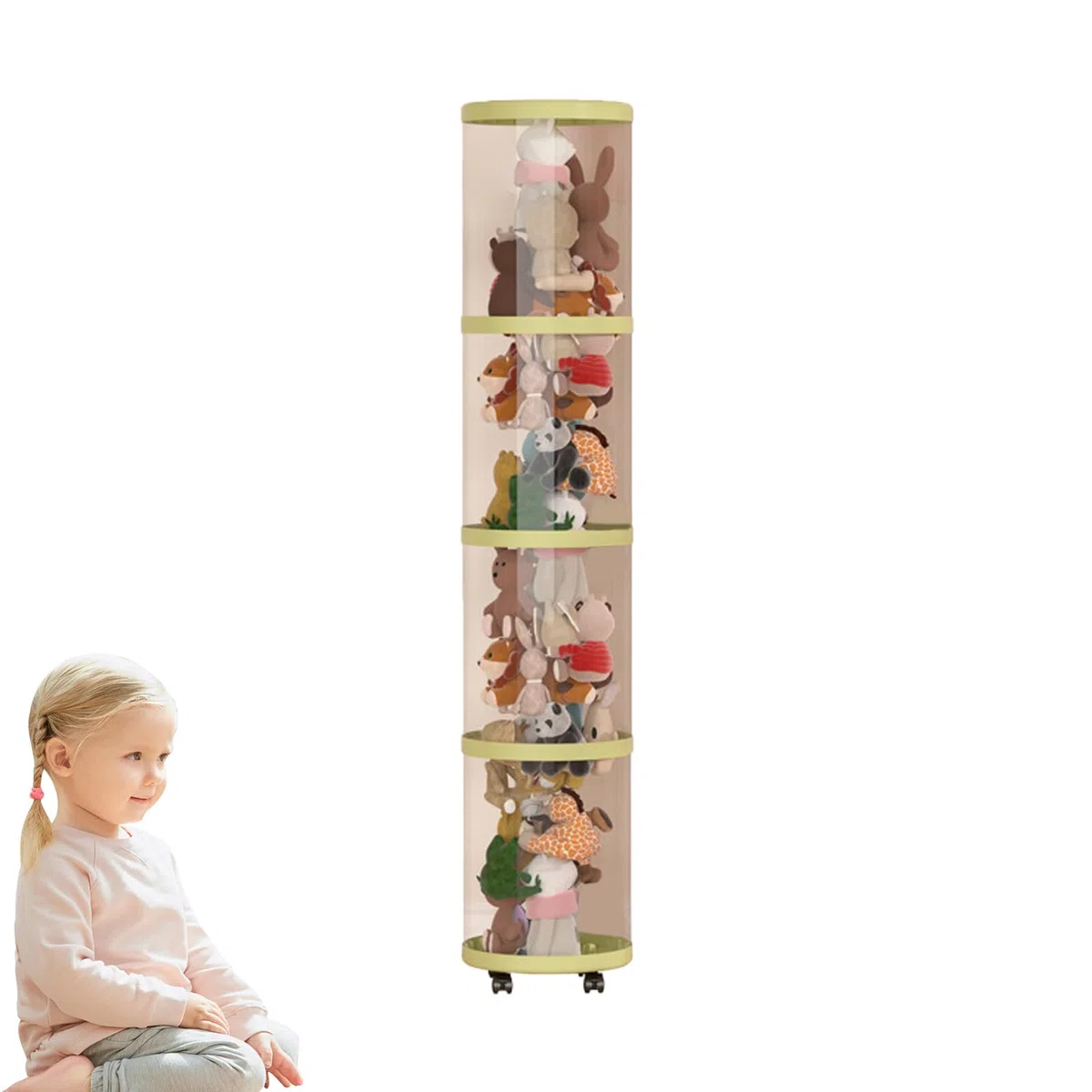 Contenitore a tubo per animali di peluche, contenitore verticale trasparente e supporto per secchio, soluzione estetica per asilo , armadio, sala giochi, camera da o casa per mantenere i