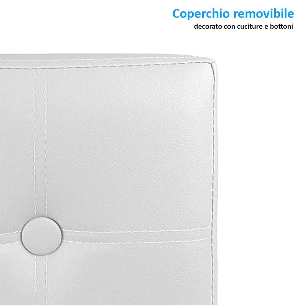 VIRSUS 1 Pouf Cassapanca Poggiapiedi con seduta imbottita, dimensioni 80x40x40 contenitore grande, Panca Sgabello arredo casa in similpelle Vari Colori (Bianco)