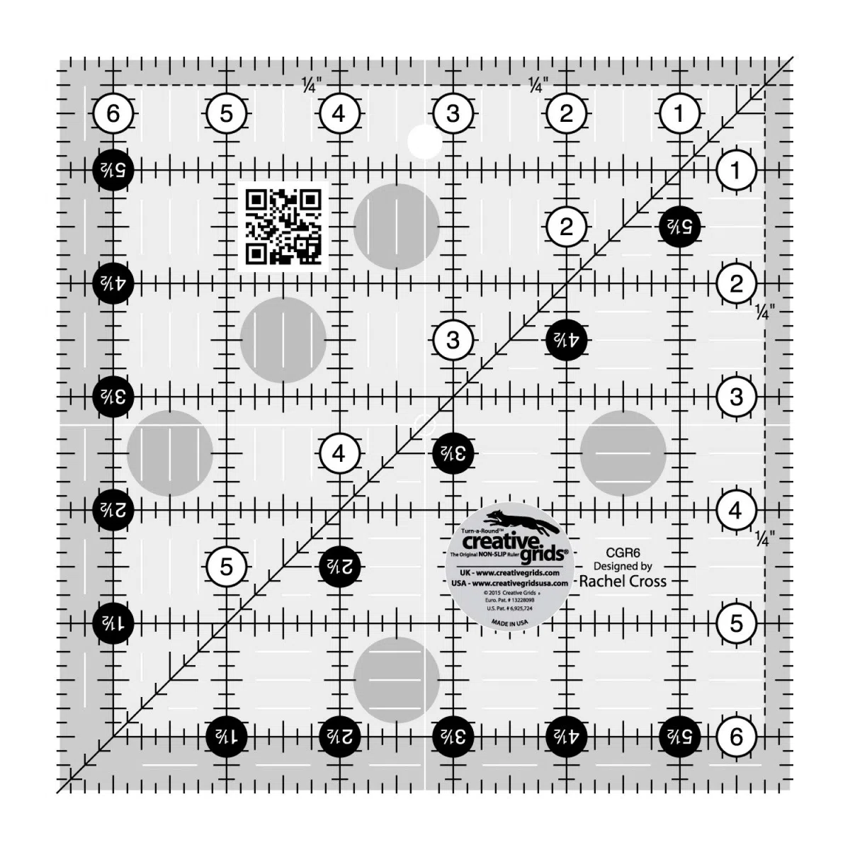 CGR Creative Grids 6.5 Quilting Ruler by Creative Grids