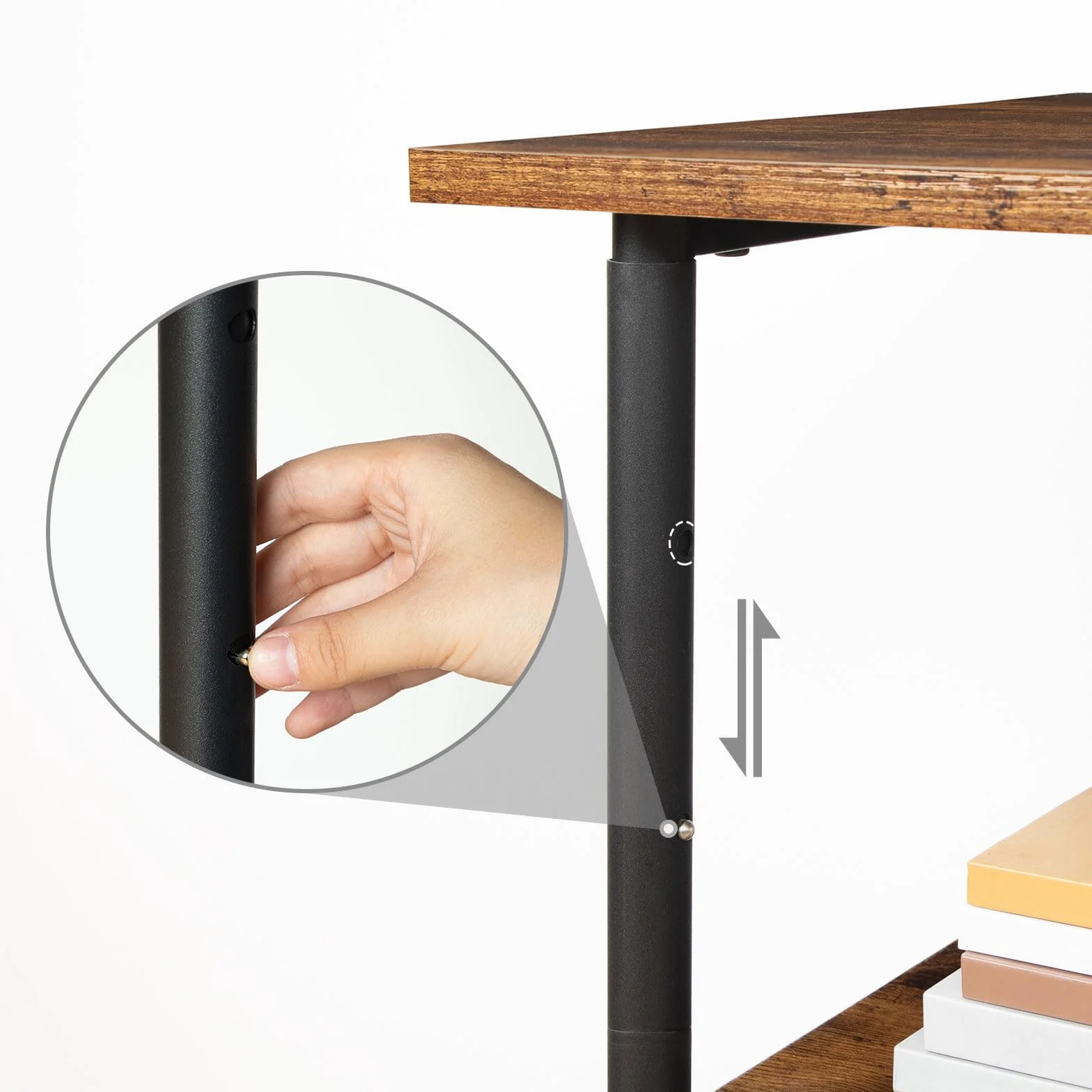 HOOBRO Porta stampante, Carrello a 3 Livelli, Scaffale Portaoggetti con Rotelle, 48.5 x 40 x 67 cm, Montaggio Facile, Design Industriale, per Studio Ufficio Scuola, Marrone Vintage e Nero EBF03PS01