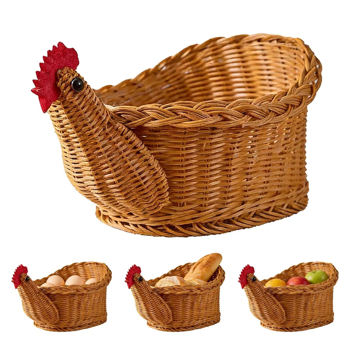 Cestino Per Uova Di Gallina Per Raccogliere Uova Fresche, Cestino Rustico Per Raccogliere Le Uova In Stile Fattoria, Cestas De Almacenamiento Tejidas Para Encimeras, Frutas Y Pan(1 Pack)