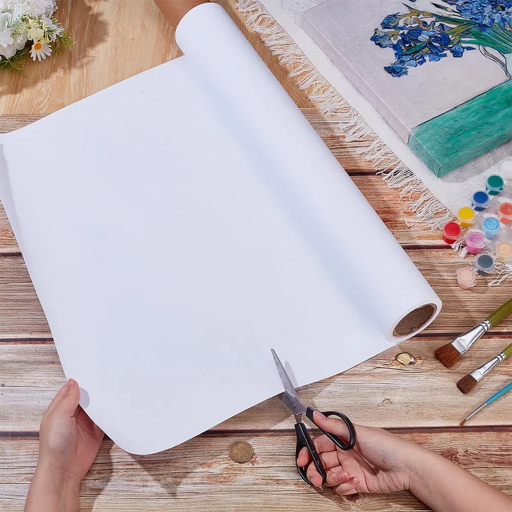 OLYCRAFT 10mx37cm Tela di Cotone con Doppio Fondo Rotolo di Tela Bianca Grandi Rotolo di Tele Forniture Artistiche Rotoli di Pittura Gesso Fondale per Pittura Fai Da Te Olio Acquerello Acrilico