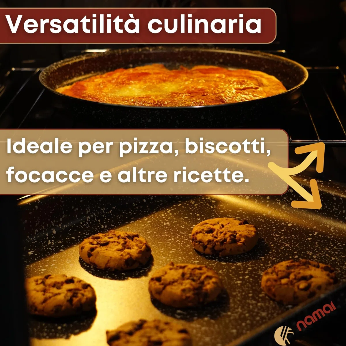 NAMAI - Set 3 Teglie Per Pizza, 32CM Diametro, Alluminio Antiaderente, Adatte In Lavastoviglie, Effetto Pietra, Teglia Forno, Made In Italy (SET TEGLIE PIZZA, SET 3 TEGLIE)