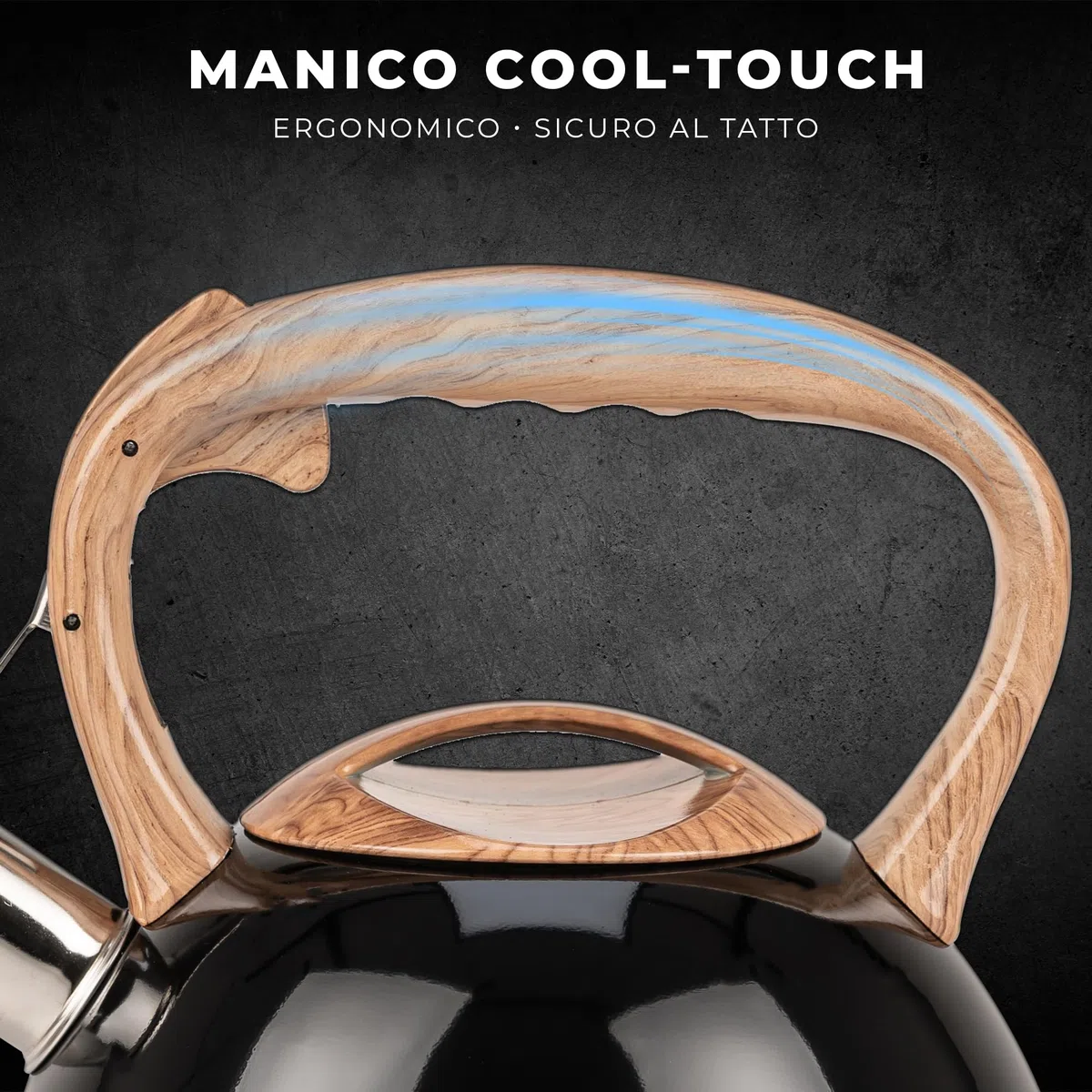 KARL HAUSMANN Bollitore Acqua per Induzione - 3L - Nero Bollitore Acciaio Inox non elettrico - Teiera Fischio per Gas da Fornello - Tea Kettle Stove Induction