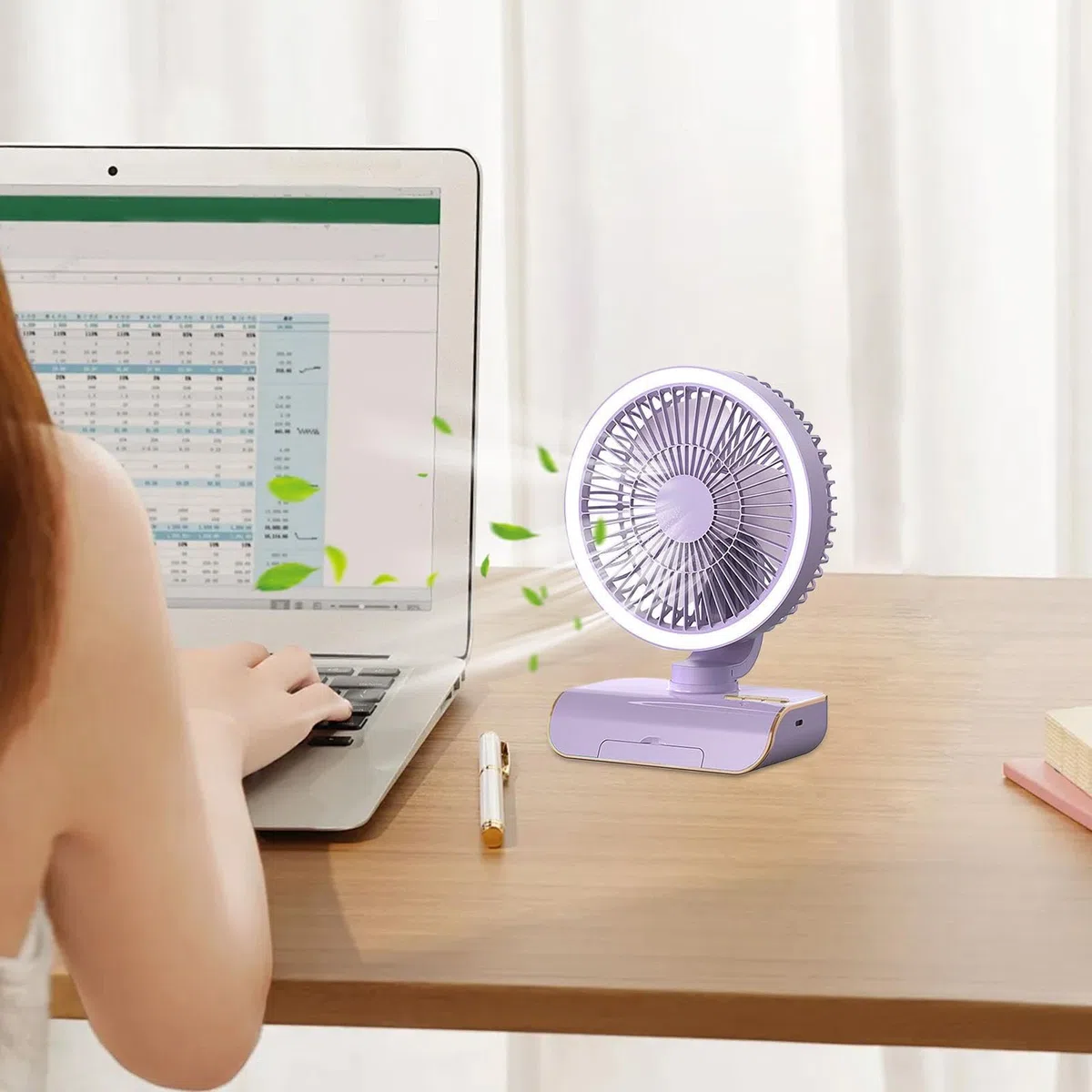 Generico Ventilatore Silenzioso per Camera,Ventilatore a Parete con Telecomando | Indispensabile per il Caldo, Illuminazione a 2 Velocità, 5 Velocità del,Per Camera Da E Comodino