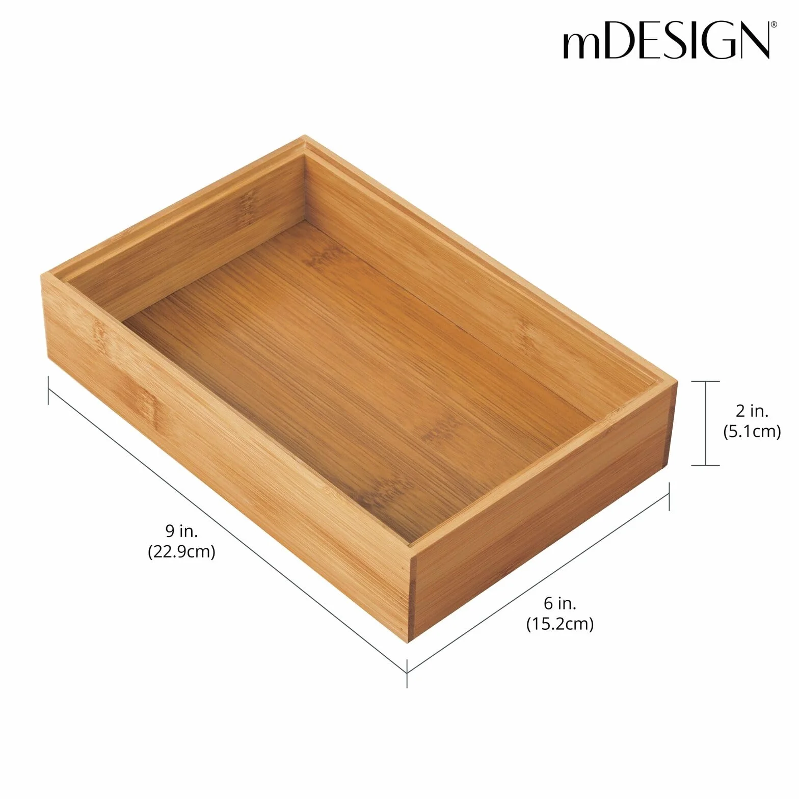 mDesign Set da 2 Portaposate da cassetto – Divisore cassetto modulare per argenteria e utensili da cucina – Organizer per posate in bambù – marrone chiaro