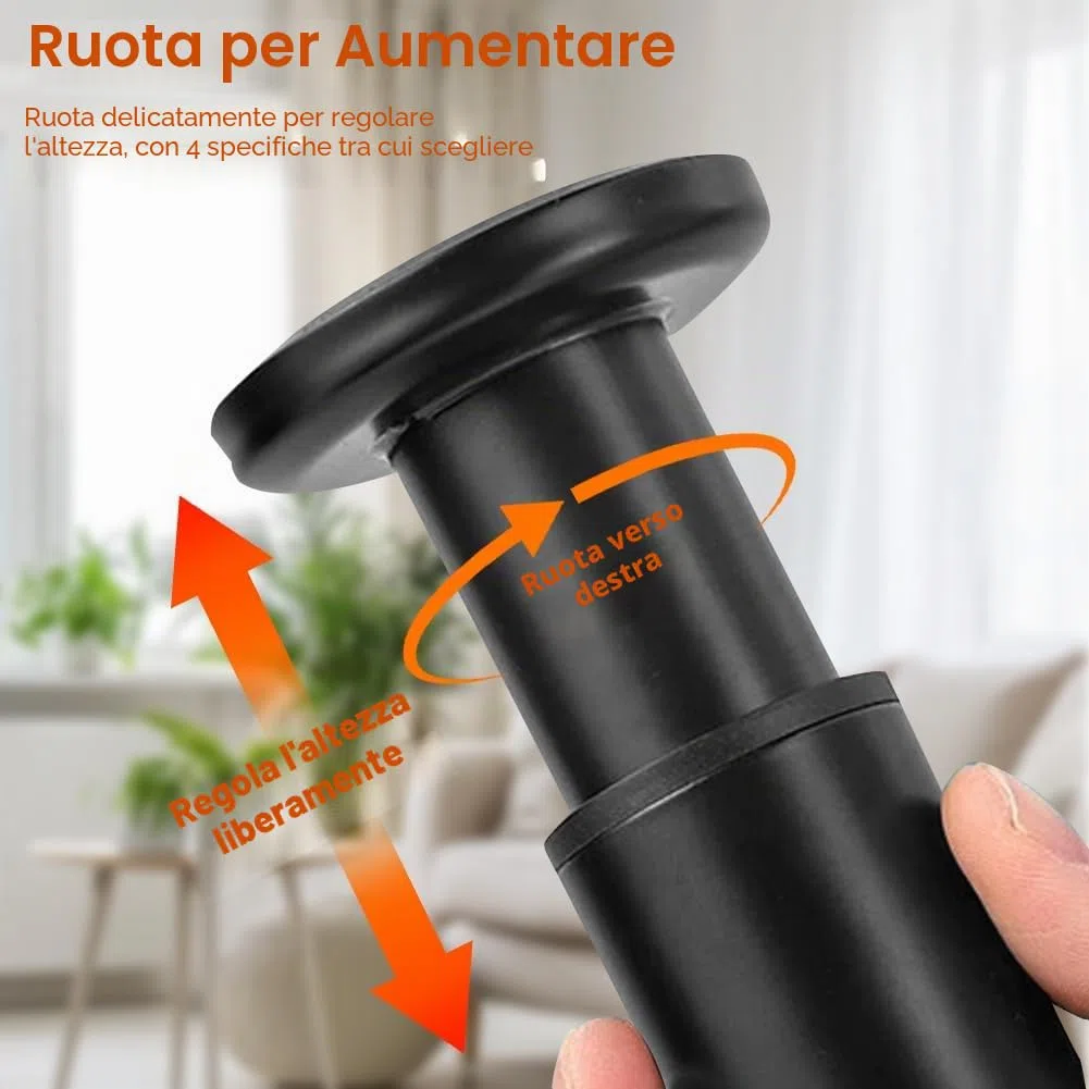 Piedini Regolabili per Letto 18-30 cm, 4 Pezzi, Gambe per Mobili Regolabili in Altezza in Metallo, per Tavolo, Armadio, Divano, Rete a Doghe, Supporto per Pavimenti Irregolari, Colore Nero