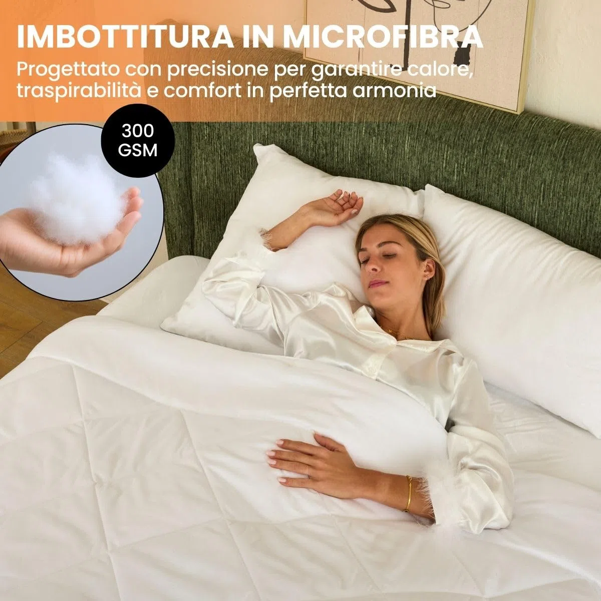 DREAMWAY - Piumino Letto Singolo Quattro 4 Stagioni 135x200 cm, Set Piumino Estivo 150gsm 135 x 200 + Primaverile/Autunnale 300gsm 200x135 = Piumone Invernale Trapunta Caldissimo 450gsm