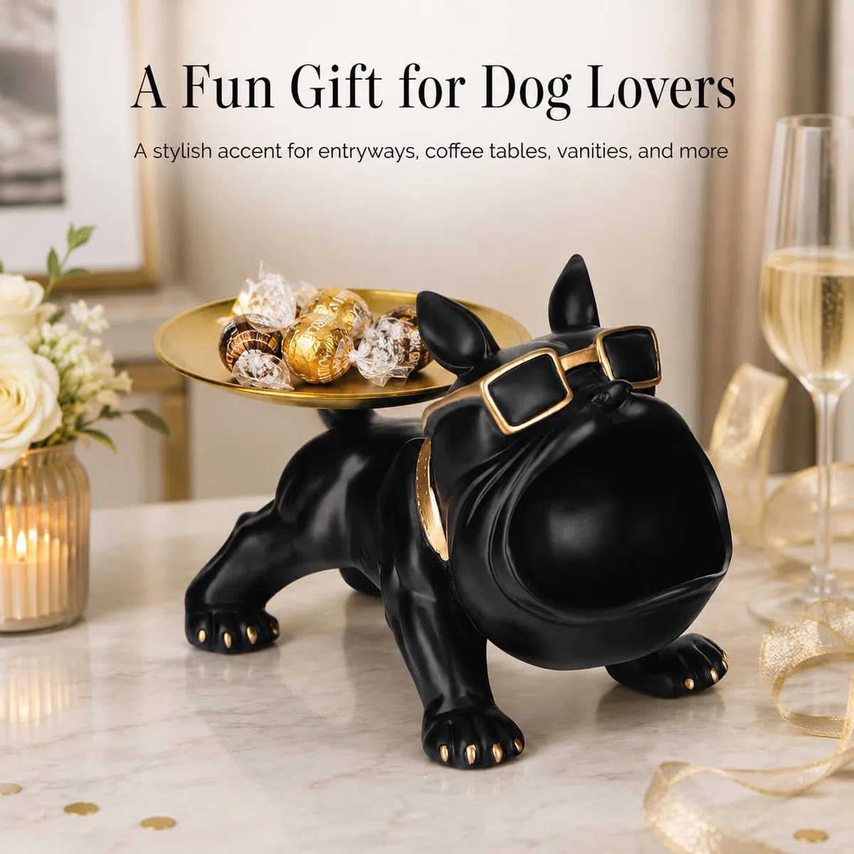 Bulldog vassoio statua portaoggetti portachiavi caramelle gioielli adatto per decorazioni per la casa,arte moderna,tavolo da pranzo,vassoio per piccoli oggetti