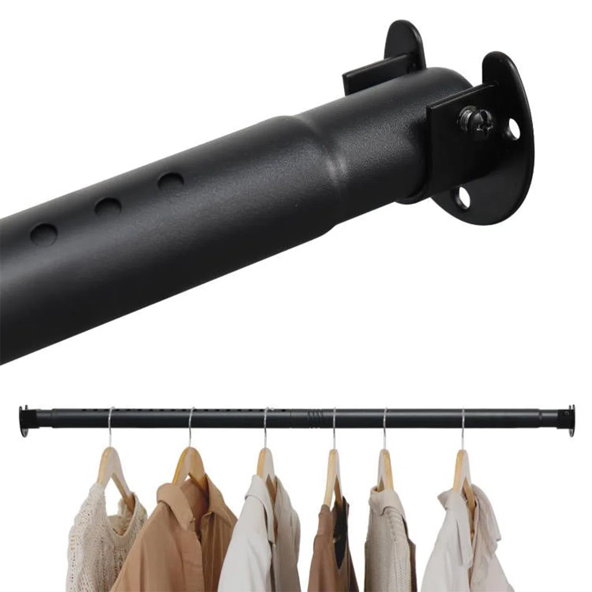 Aste per armadio per appendere vestiti, regolabile in metallo da 40 a 212cm, asta per armadio estensibile resistente, diametro 2,8 cm, asta appendiabiti retrattile per armadio, lavanderia